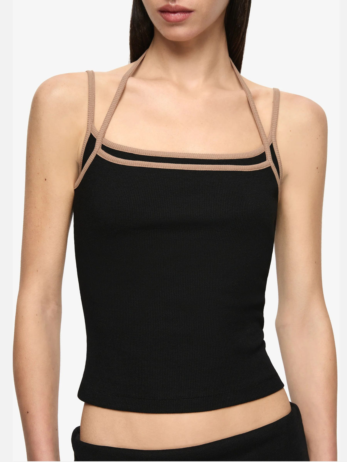 Azuri Layered Top - Black/Fawn