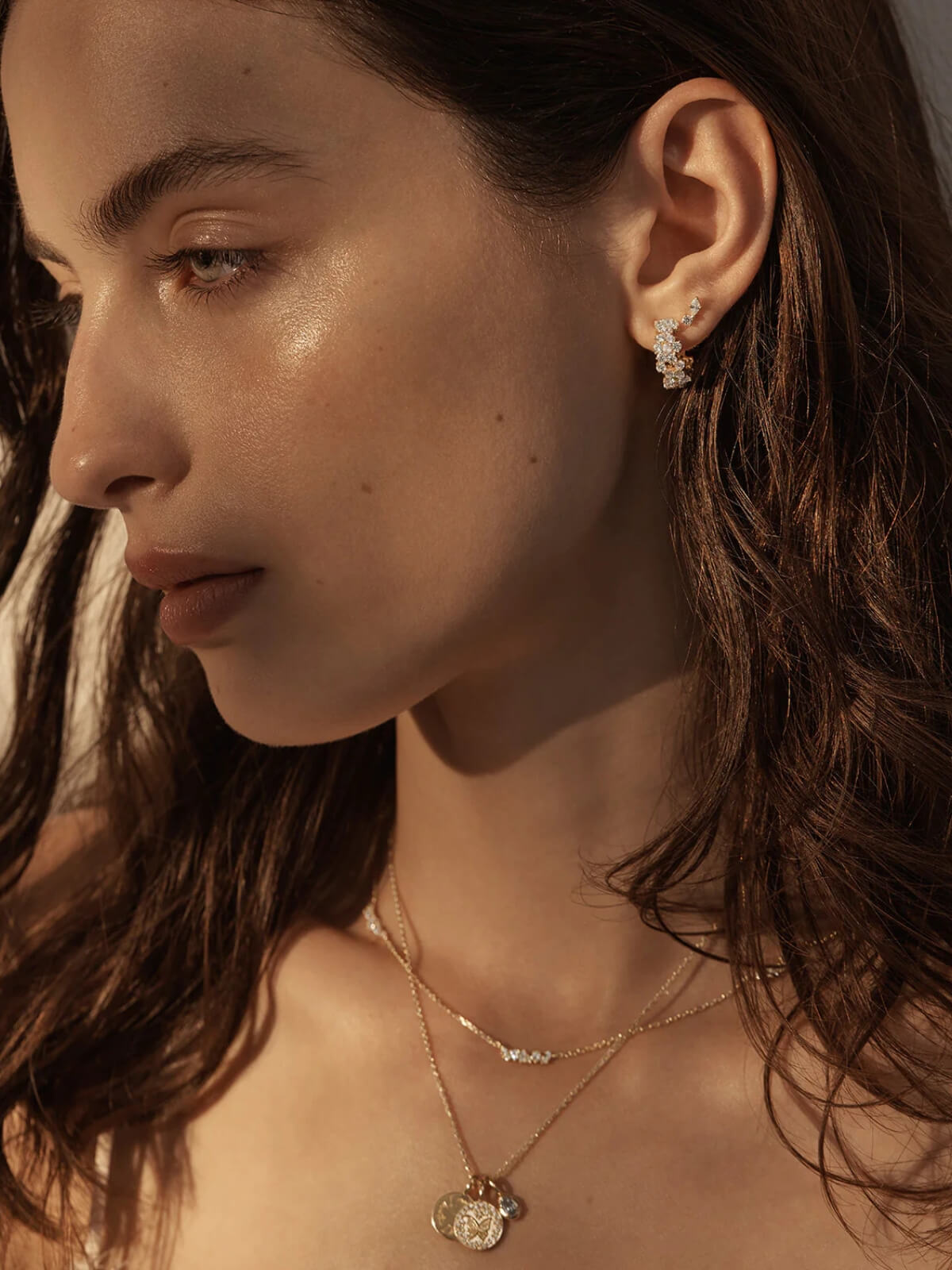 Crystal Dust Hoops - 18k Gold Plated