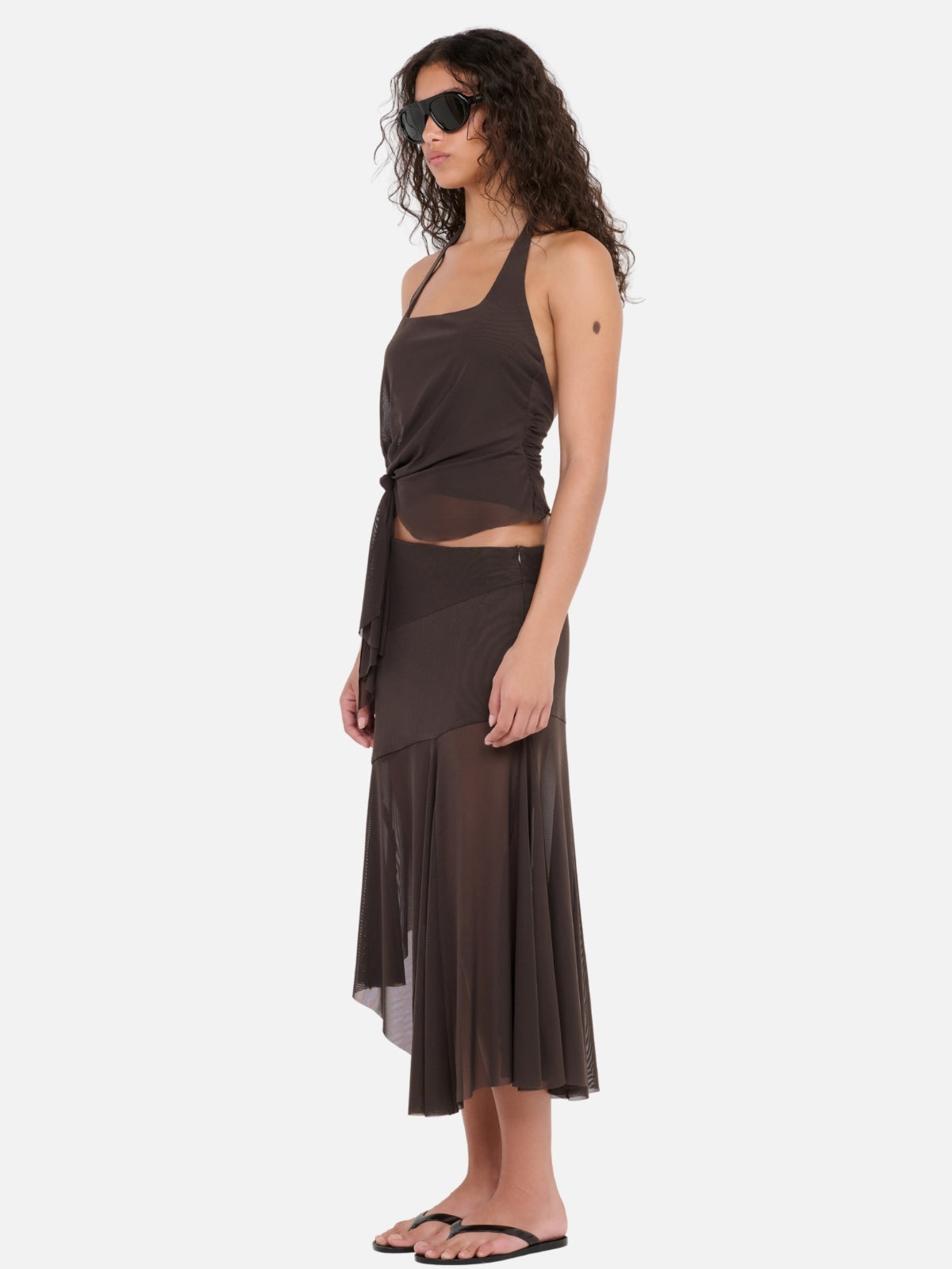 Olyssia Knot Halter Top - Bitter Choc