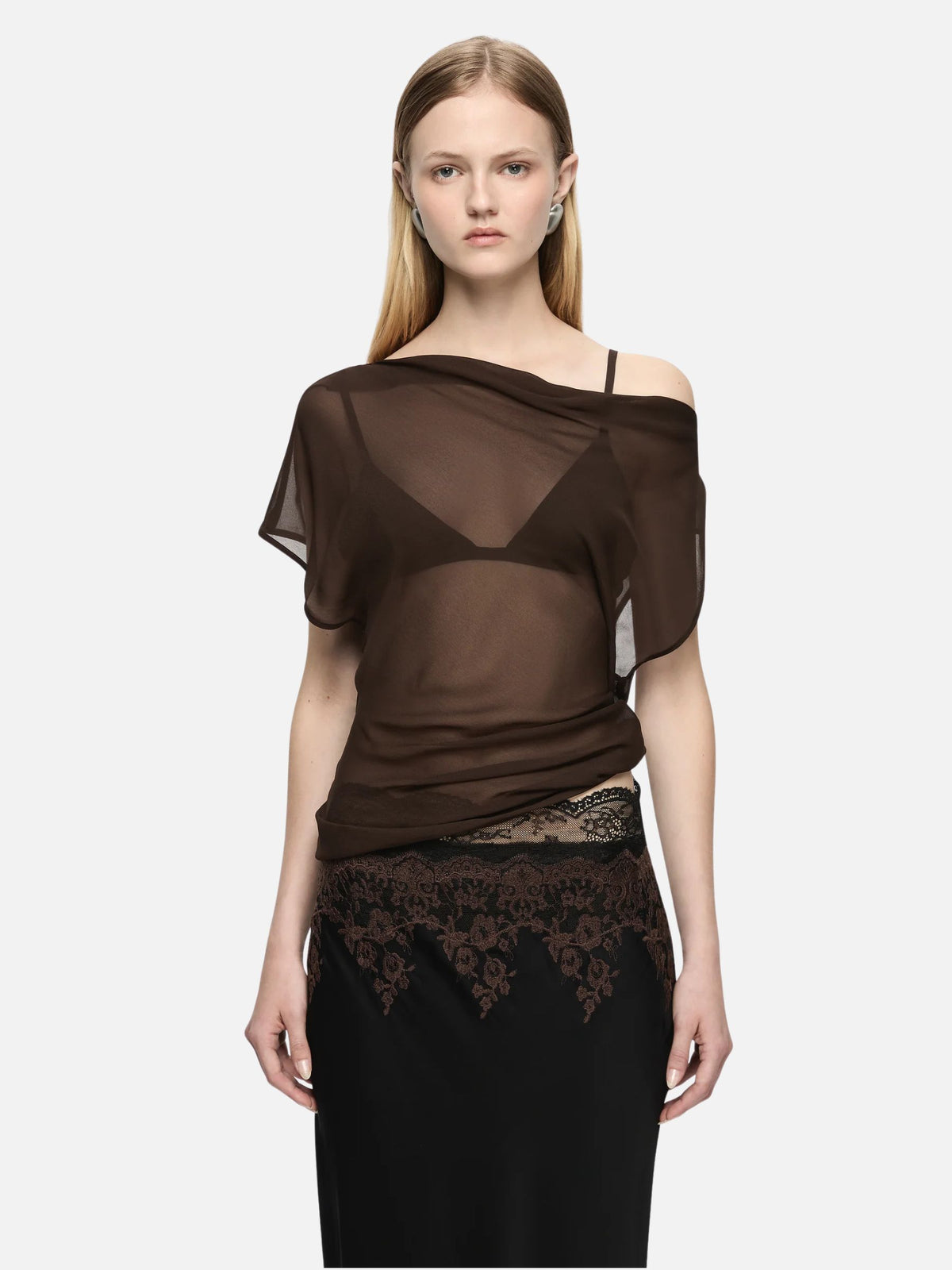 Orsina Drape Top - Bitter Choc
