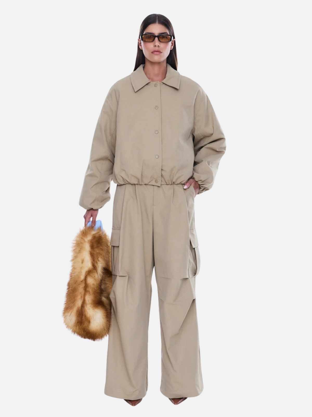 Nora Nylon  Bomber - Sand