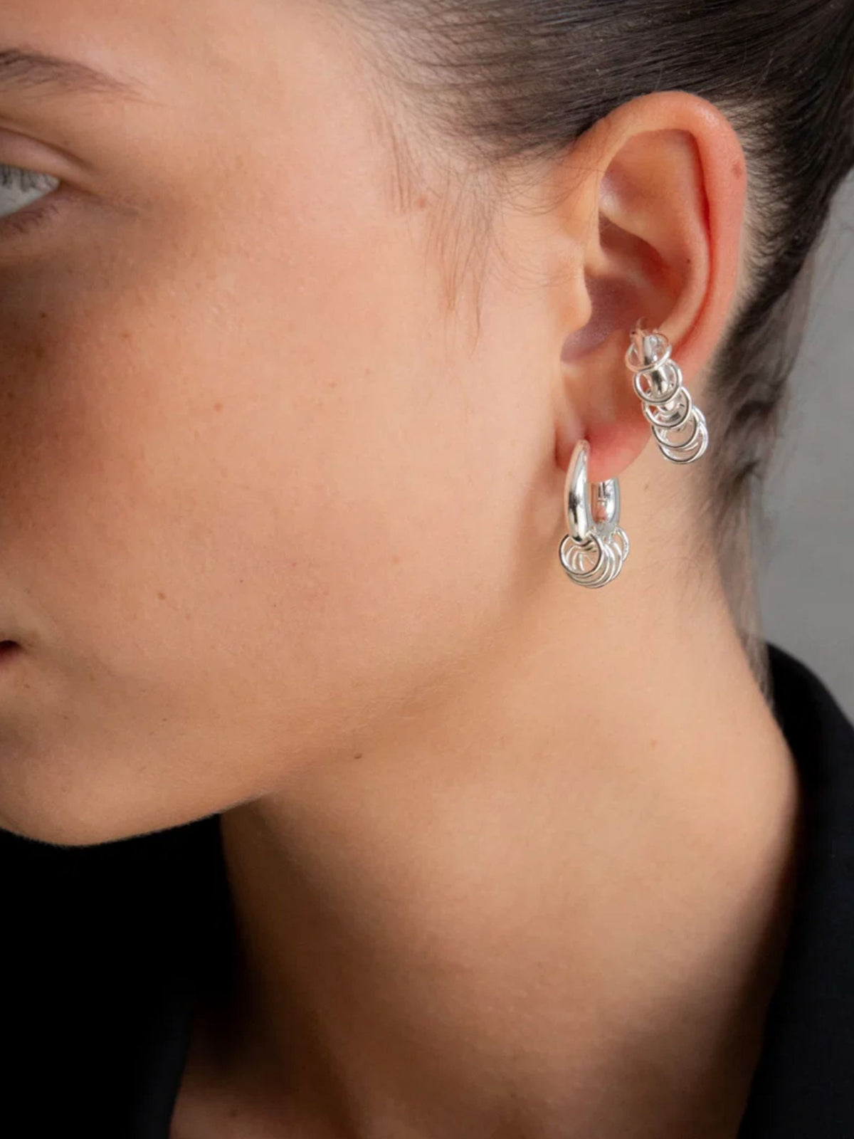 Pierced Hoop Earrings | Silver
