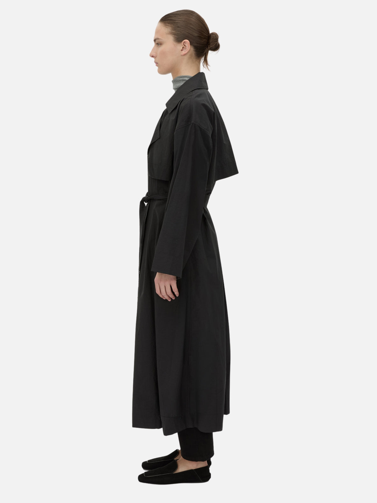 Rhia Sheer Full Length Trench - Black
