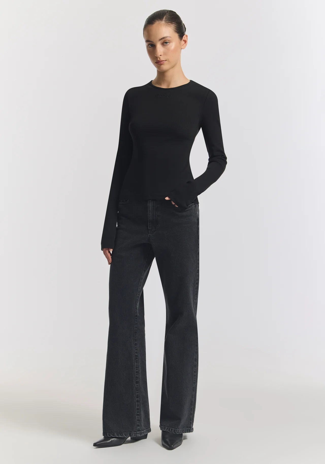 Woods Rib Longsleeve Tee - Black