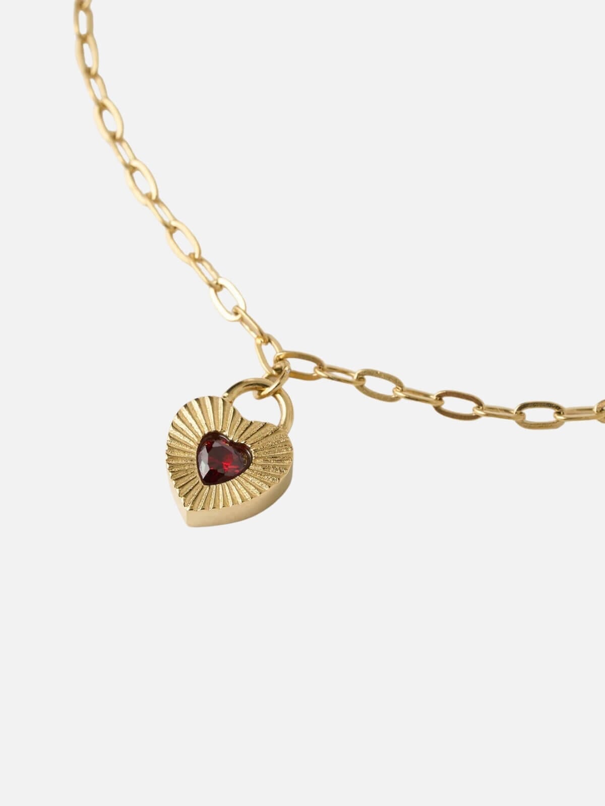Arms Of Eve | Ruby Heart Bracelet - Gold/Red | Perlu