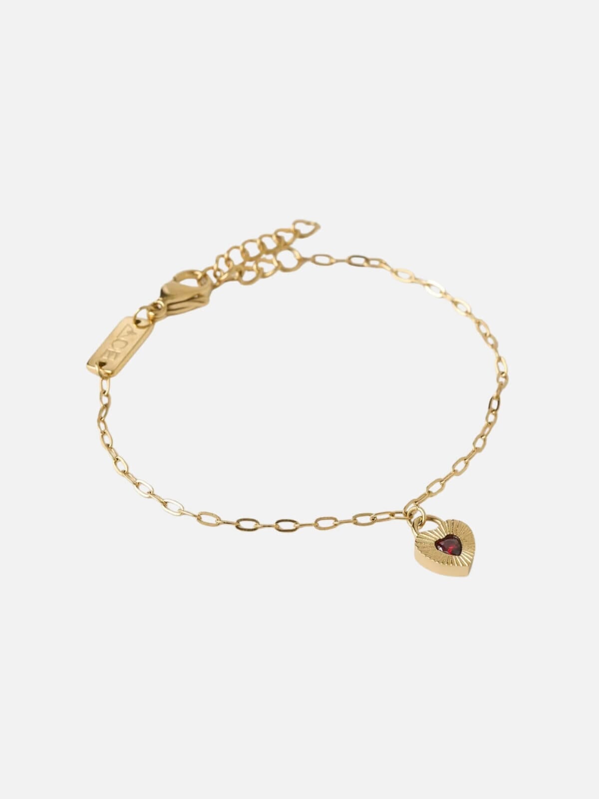Arms Of Eve | Ruby Heart Bracelet - Gold/Red | Perlu