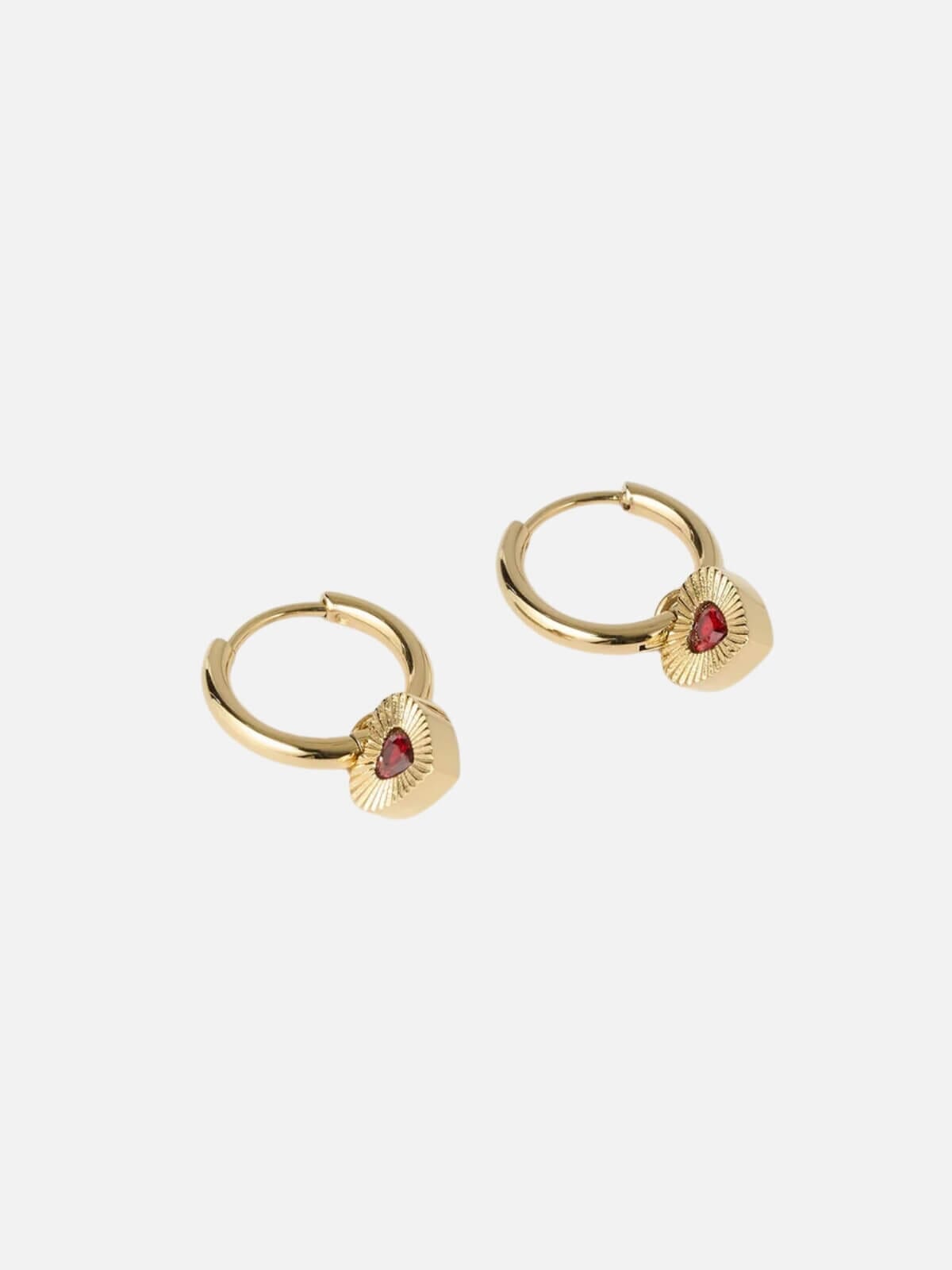 Arms Of Eve | Ruby Heart Earrings - Gold/Red| Perlu