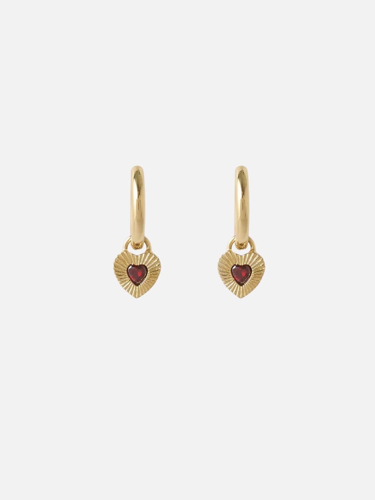 Arms Of Eve | Ruby Heart Earrings - Gold/Red| Perlu