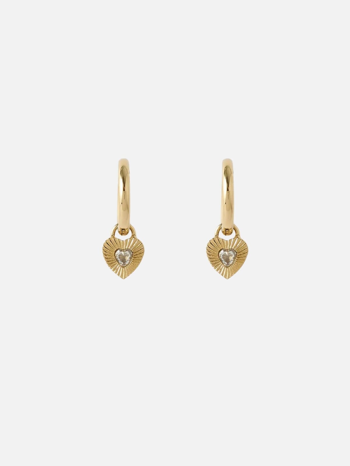 Arms Of Eve | Ruby Heart Earrings - Gold/Stone | Perlu