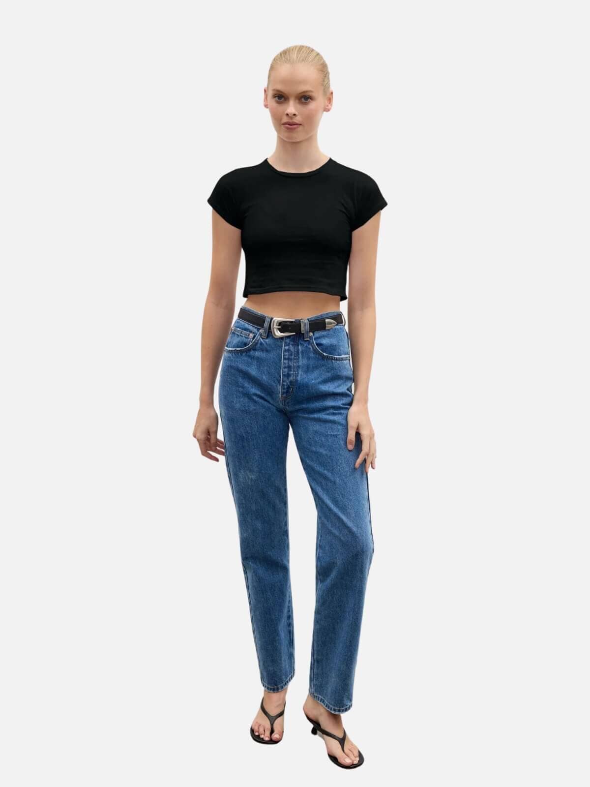 Corey Cropped T-Shirt - Black Tops BAYSE 