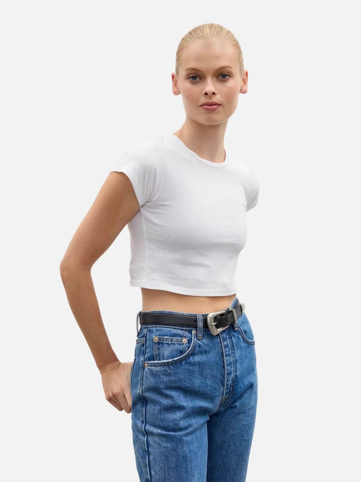 Bayse | Corey Cropped T-Shirt - White | Perlu