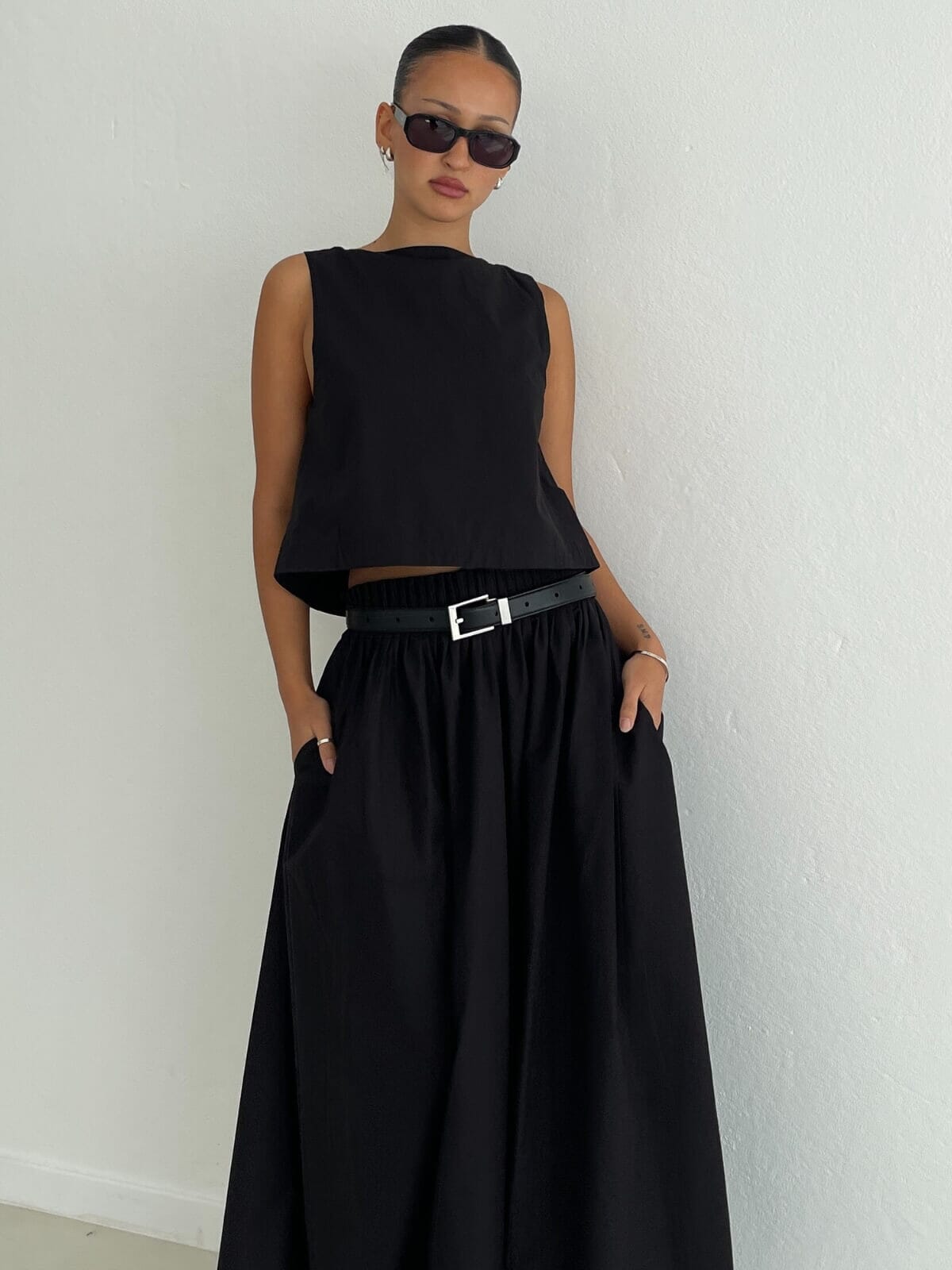 Aluca V Neck Top - Black Tops Bec + Bridge 