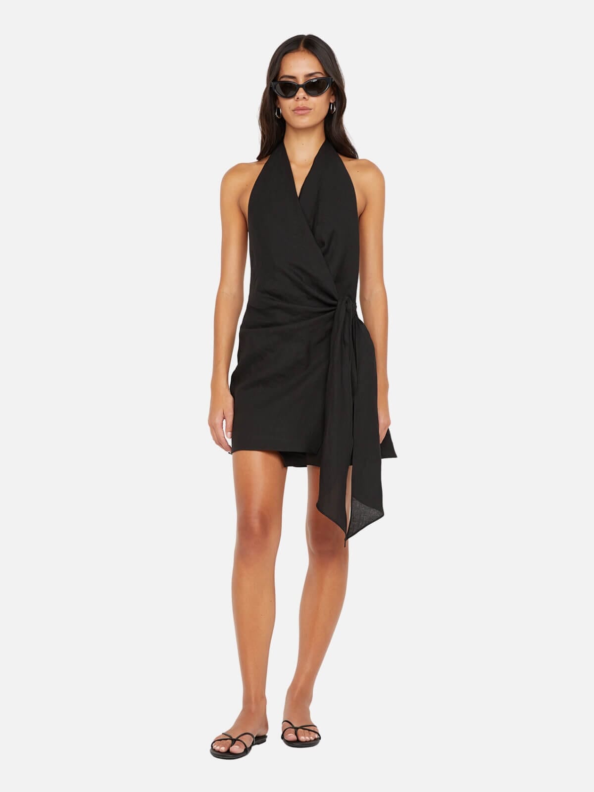 Aubree Wrap Mini Dress - Black Dresses & Jumpsuits Bec + Bridge 