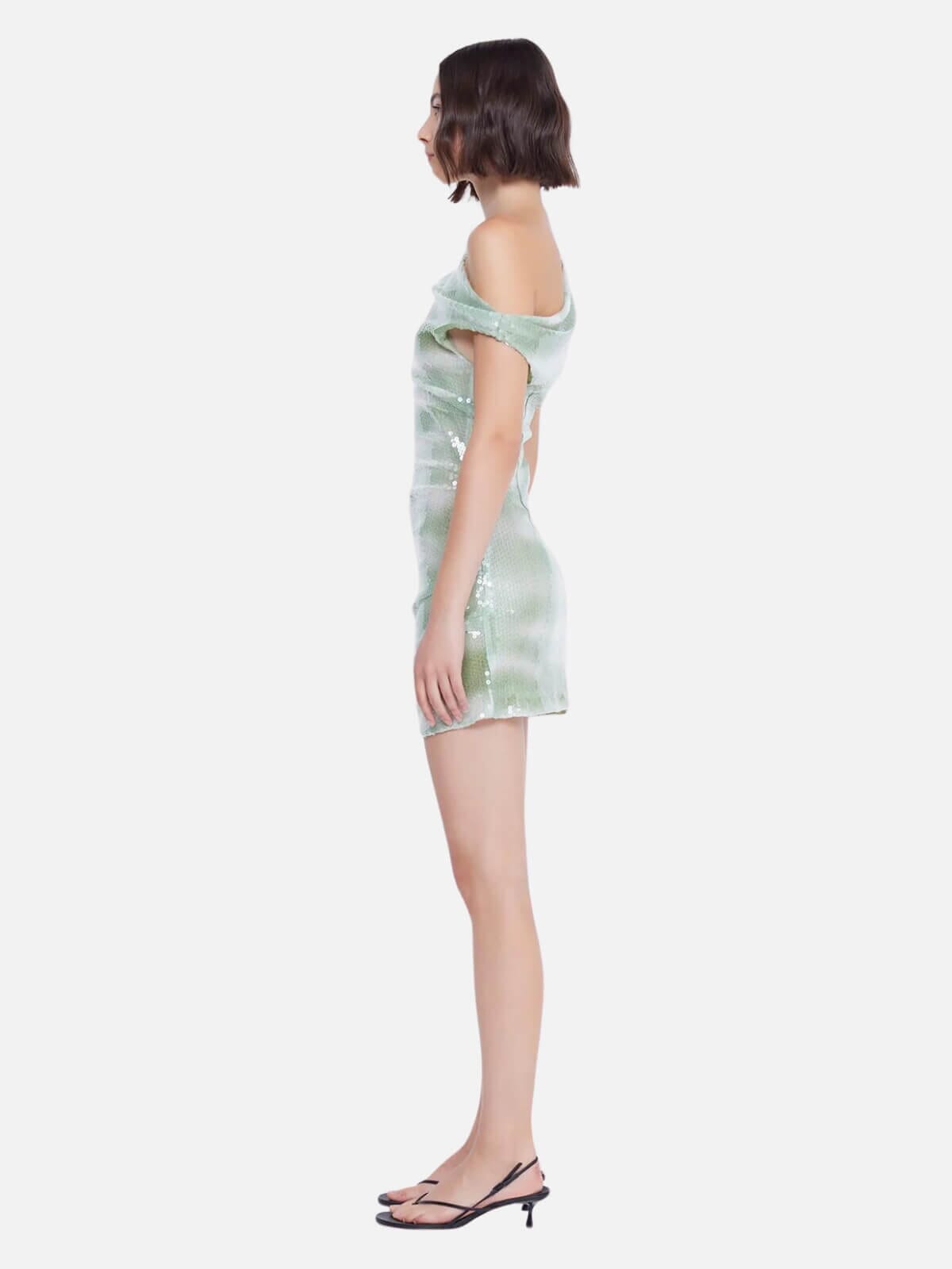 Brydie Asym Mini Dress Mint Ombre