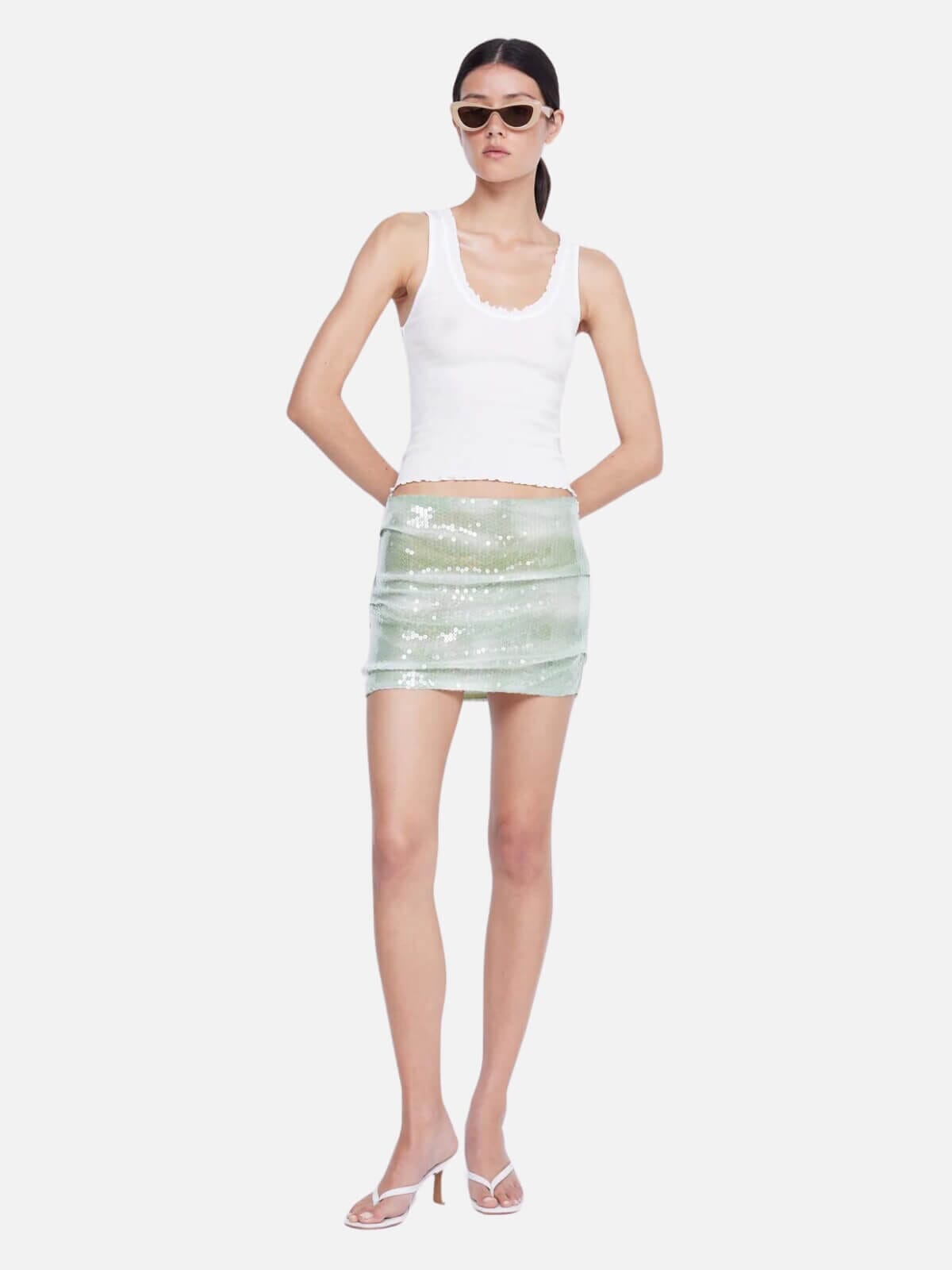 Bec + Bridge | Brydie Tuck Mini Skirt - Mint Ombre | Perlu