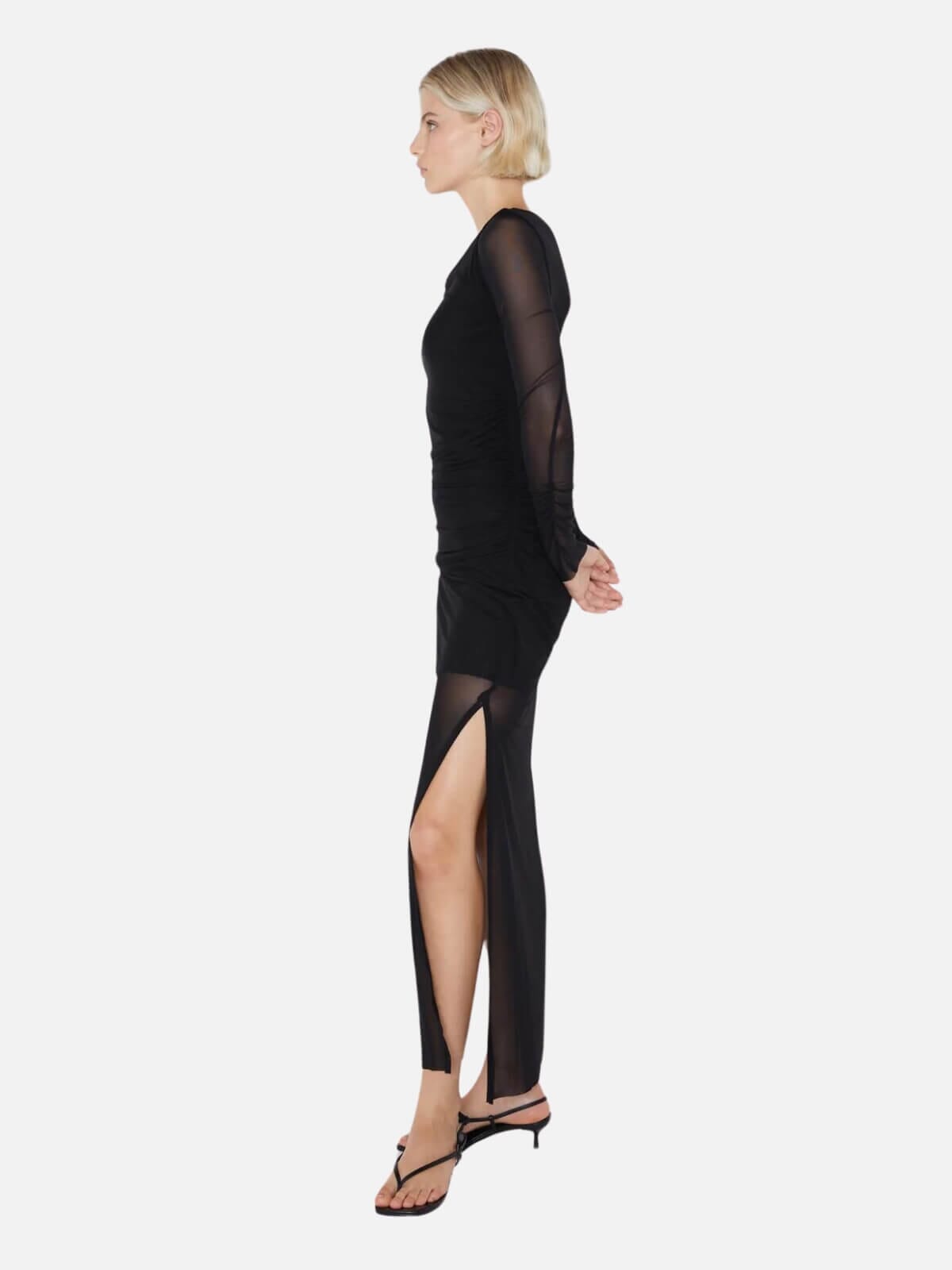 Bec + Bridge | Fae Asym Long Sleeve Dress - Black | Perlu
