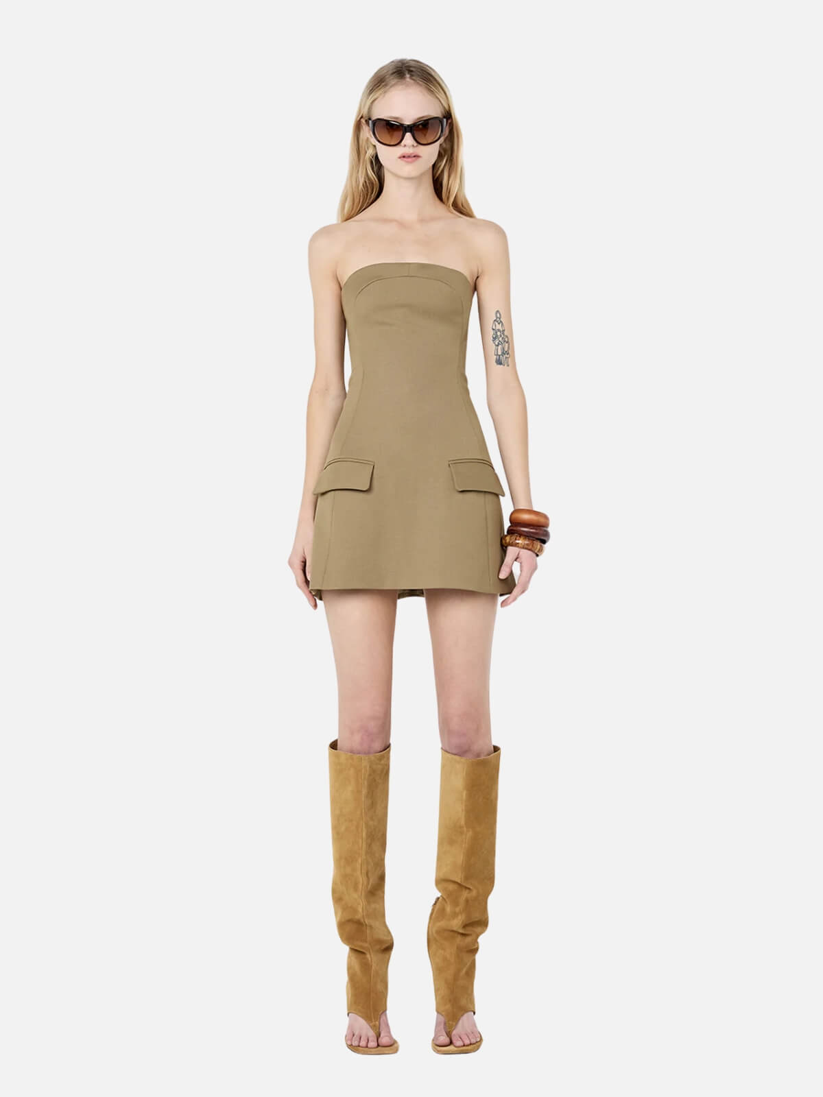 Faye Strapless Mini Dress - Olive