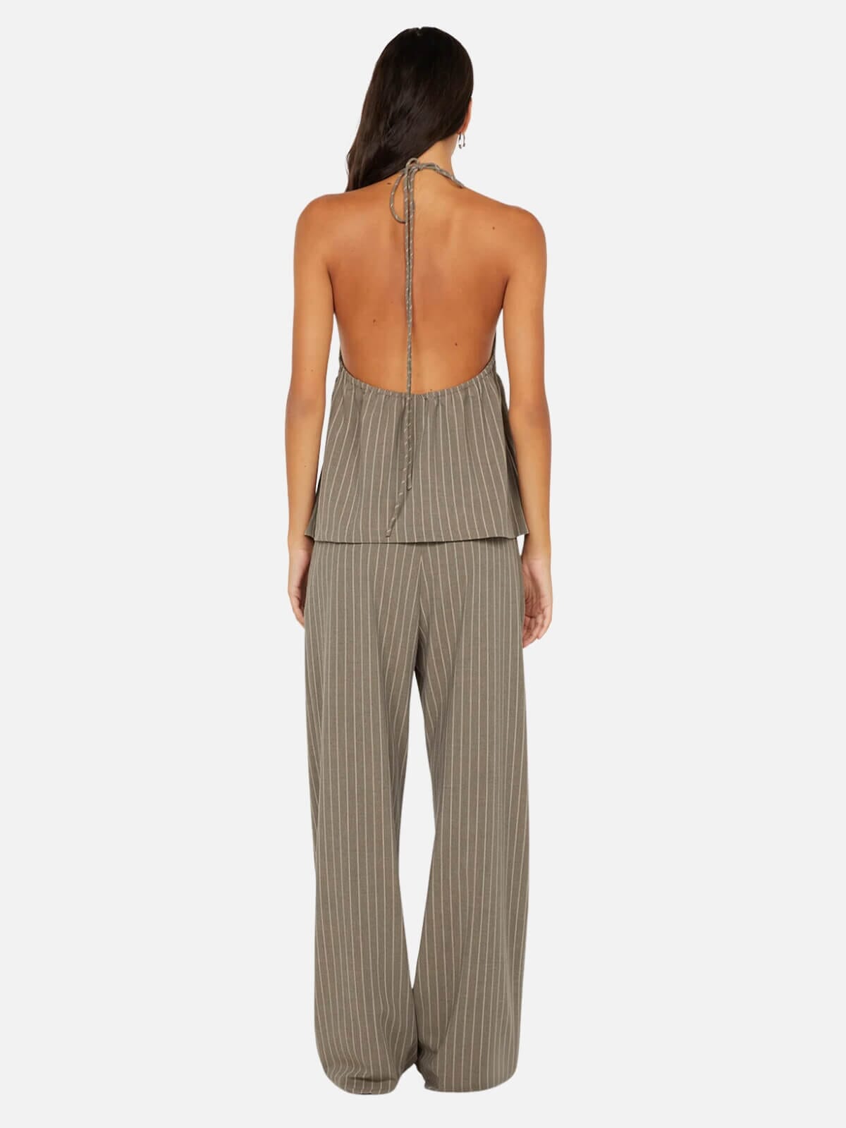 Bec + Bridge | Jonni Halter Top - Charcoal Stripe | Perlu