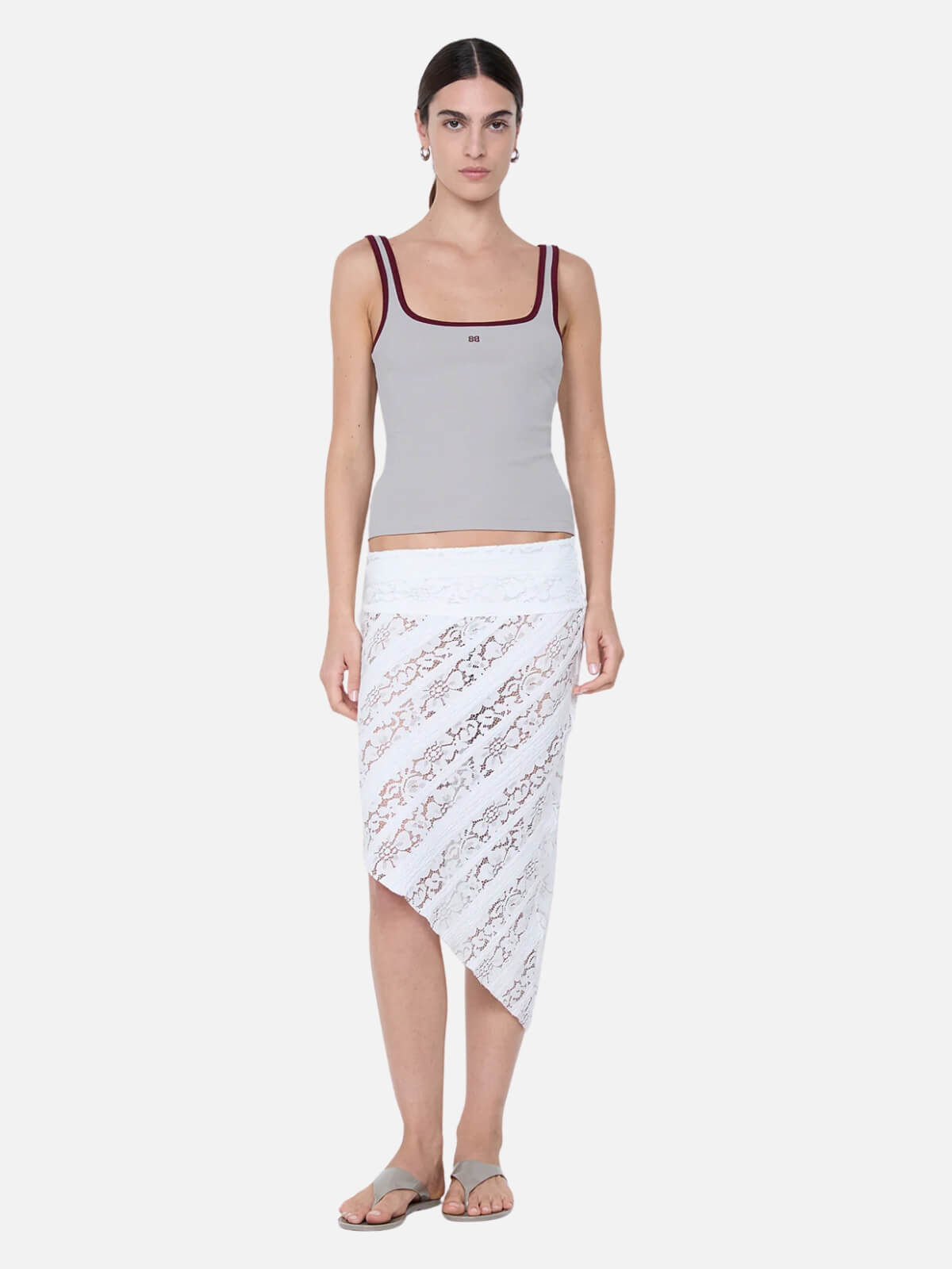 Lana Square Neck Tank - Dove Grey/Plum