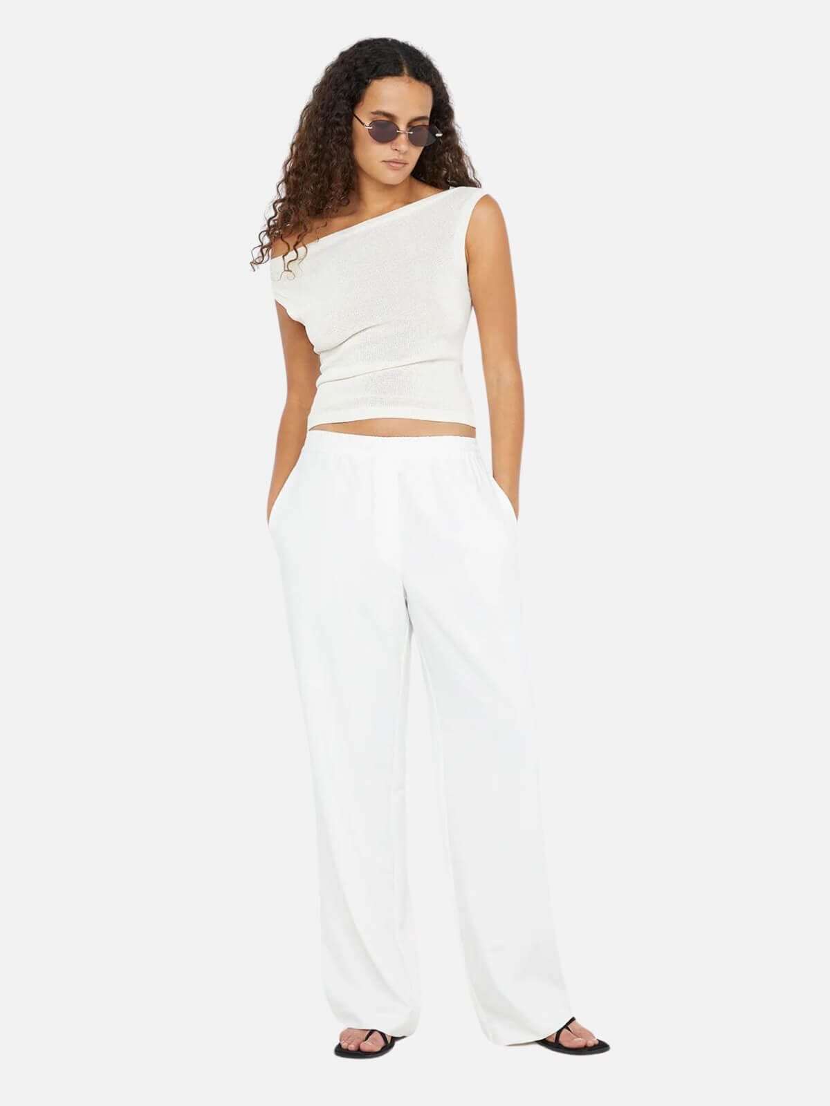 Bec + Bridge | Ninah Drawstring Pant - White | Perlu