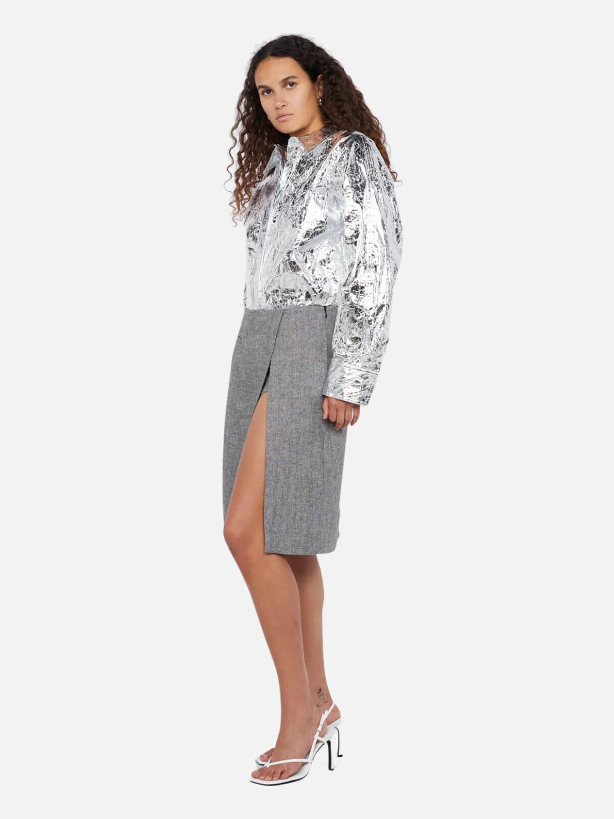 Xanthia Yoke Shirt - Silver Shirts Bec + Bridge 