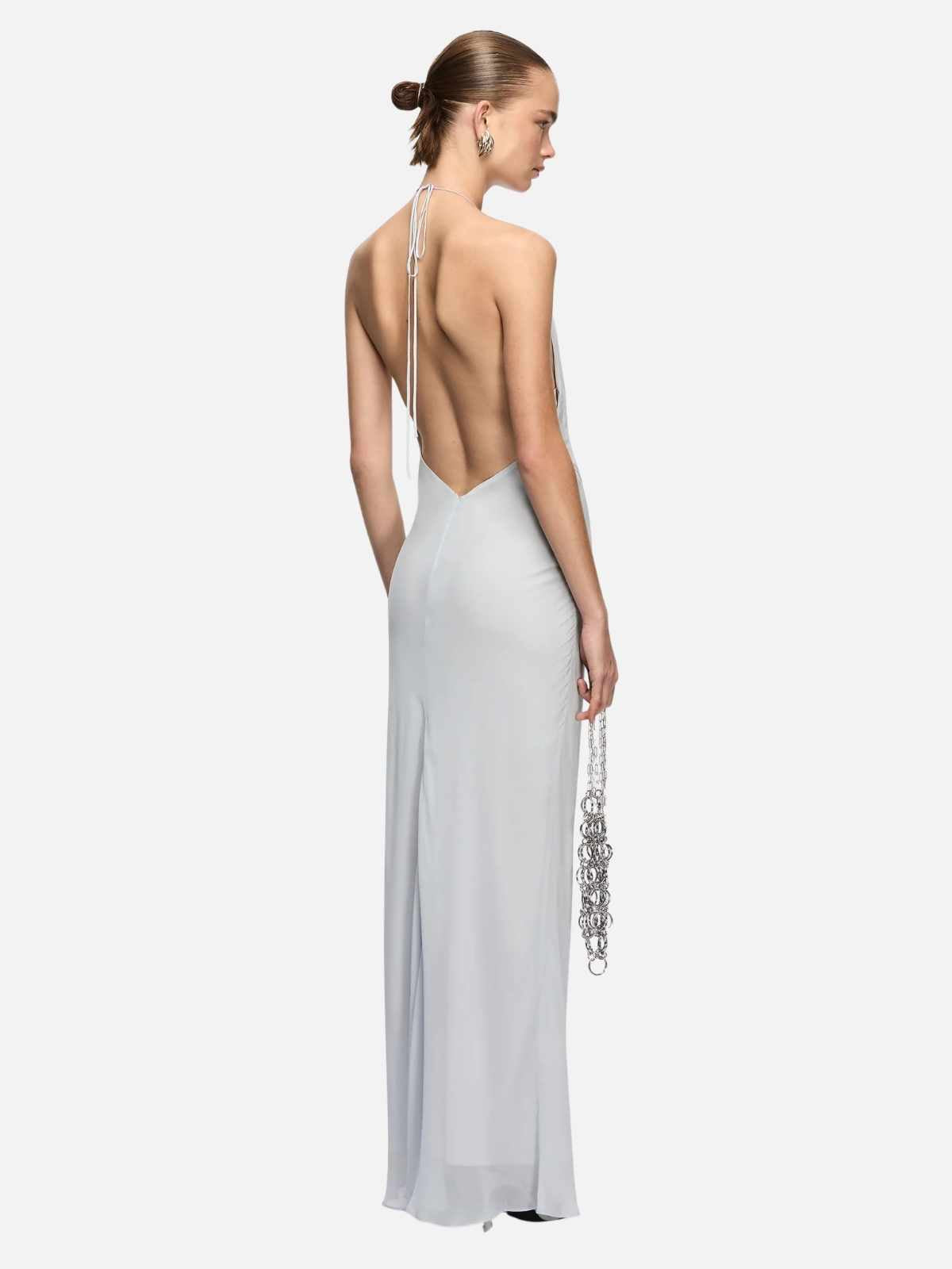 Sabrina Drape Maxi Dress - Blue Smoke