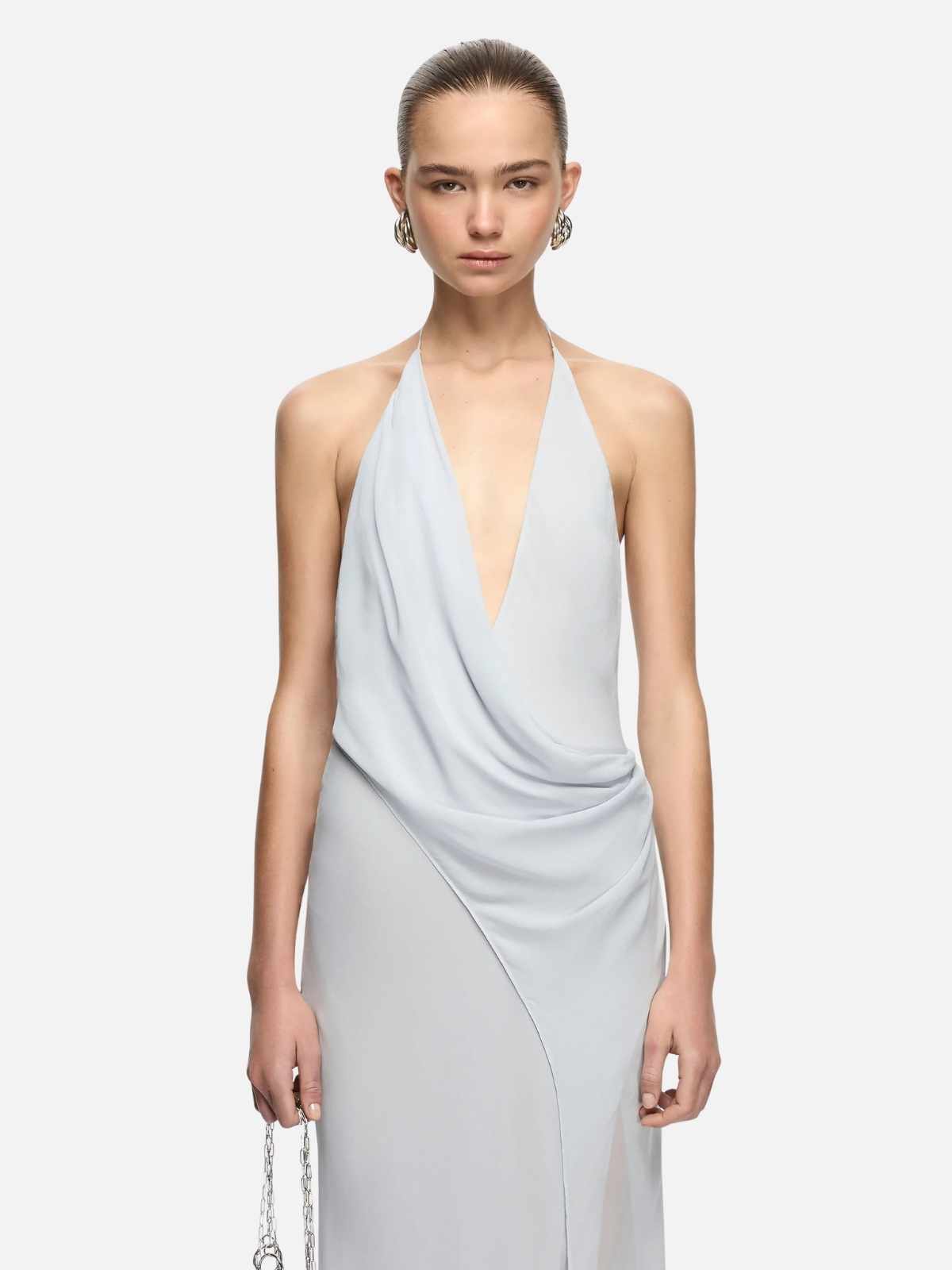 Sabrina Drape Maxi Dress - Blue Smoke