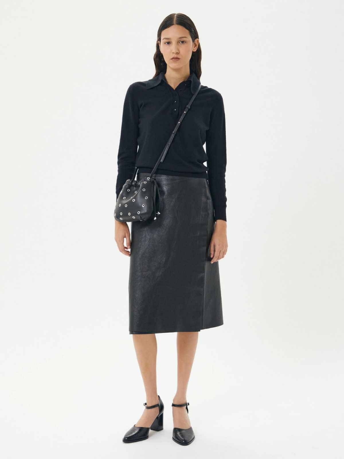 Halle Eyelet Crossbody Bag - Black
