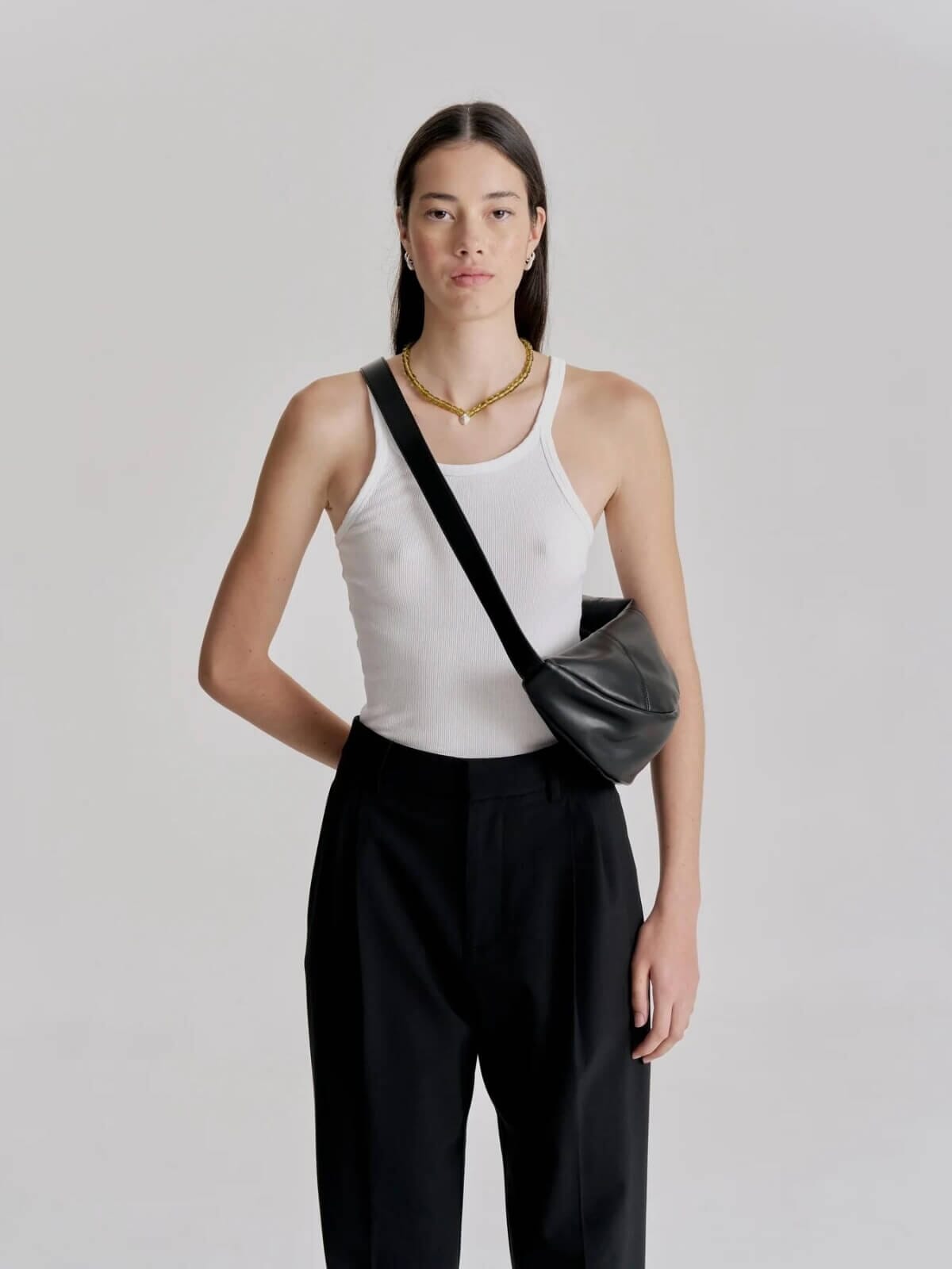 Brie Leon | Mischa Crescent Bag - Black | Perlu