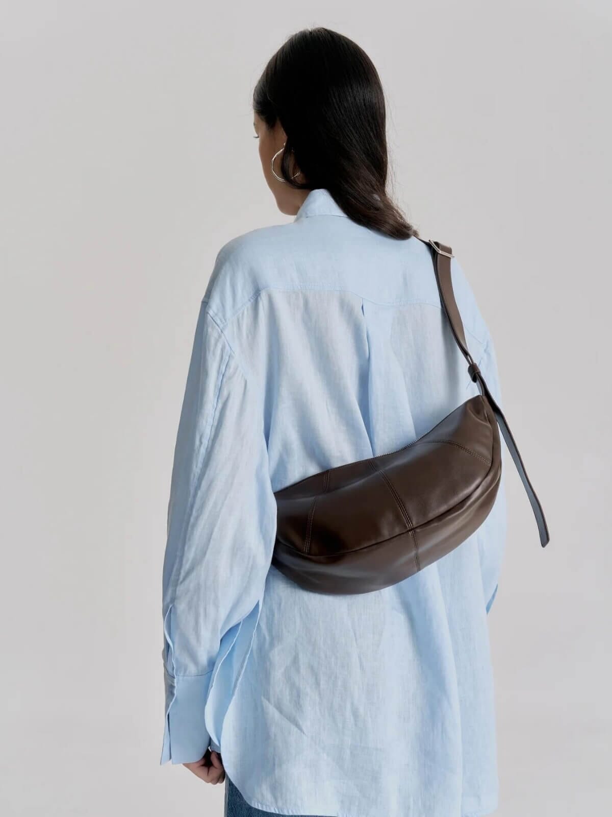 Brie Leon | Mischa Crescent Bag - Dark Chocolate | Perlu