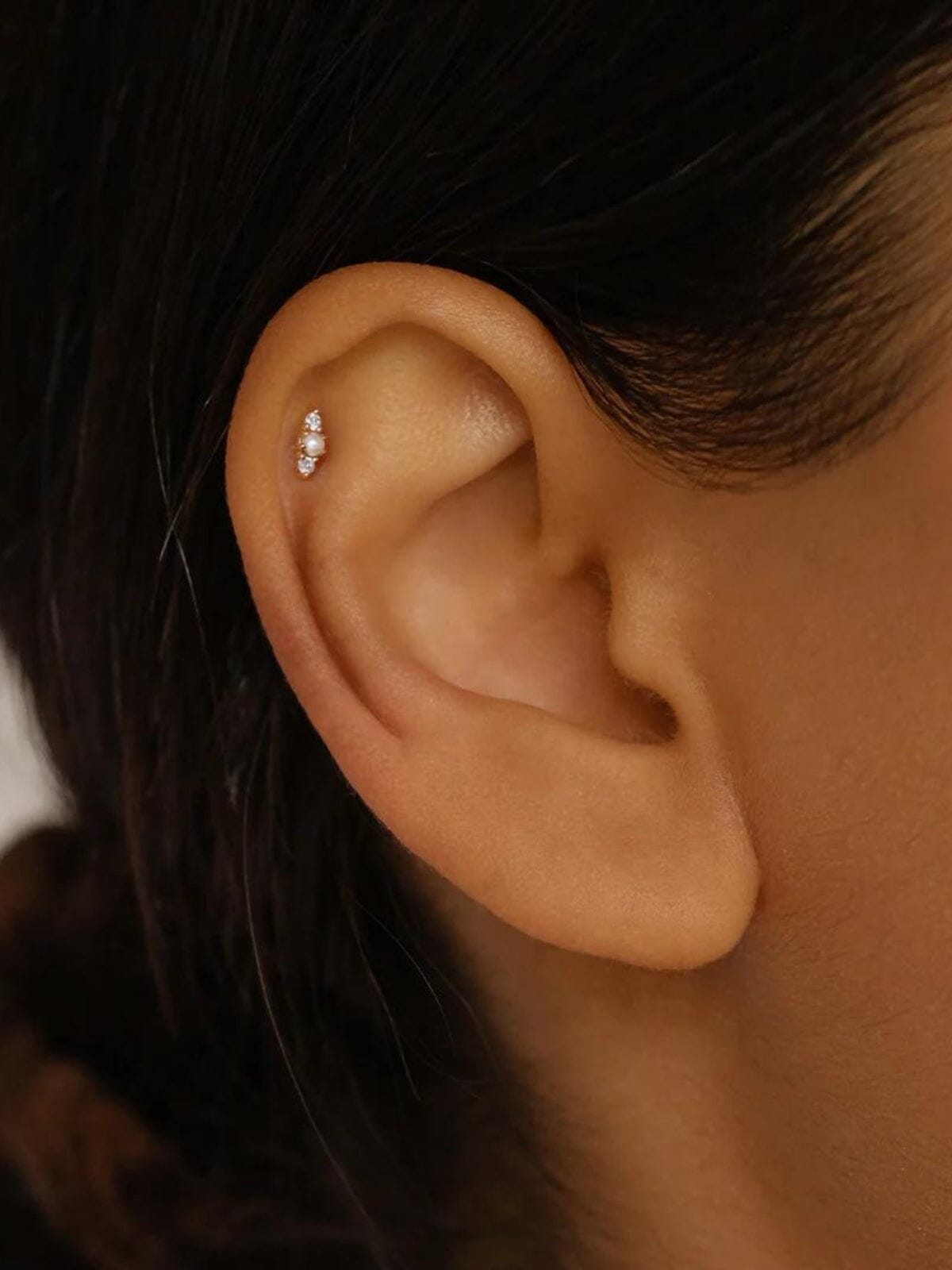 By Charlotte | 14K Gold Diamond Angelic Cartilage Flatback Earring | Perlu