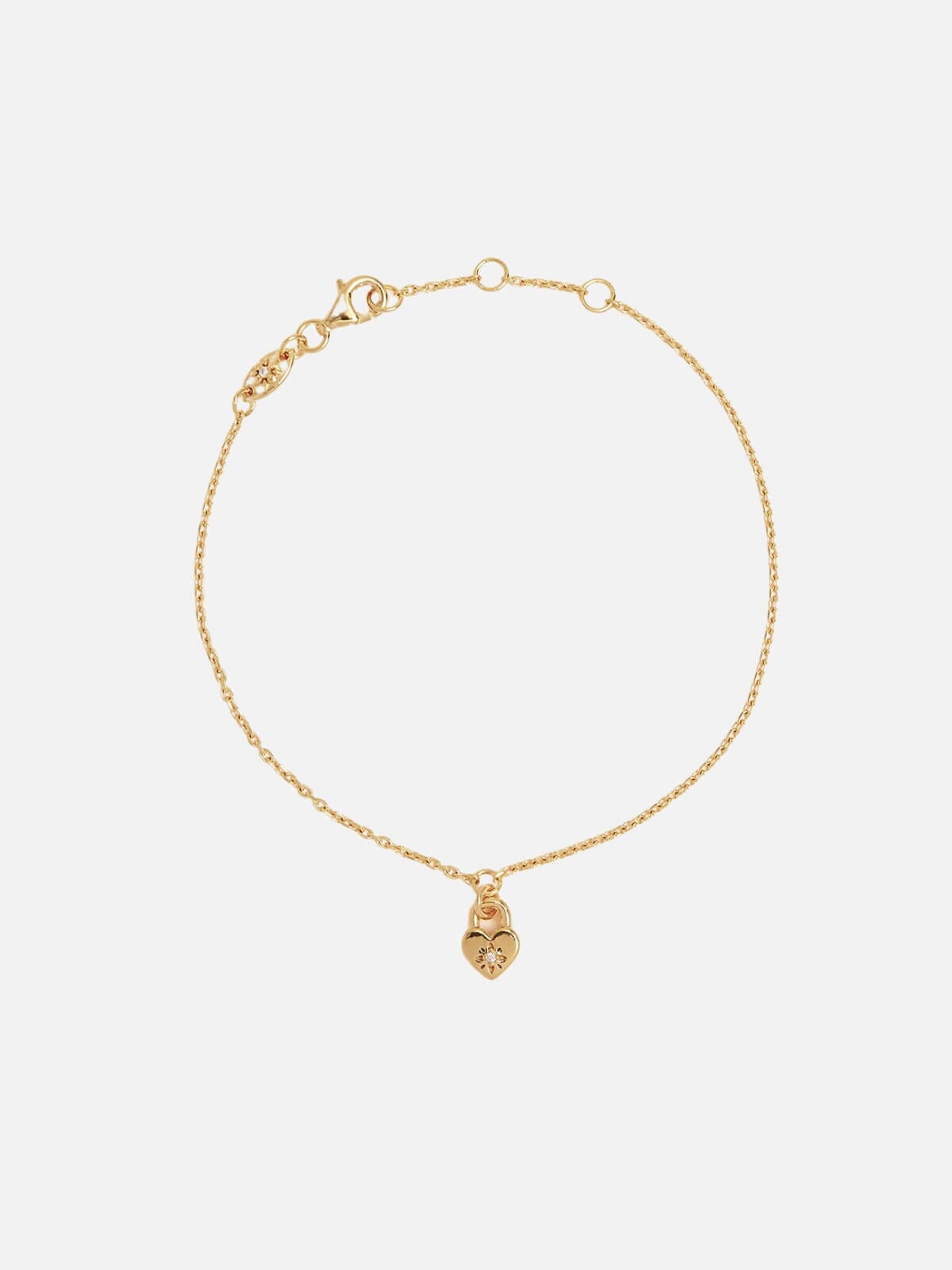 By Charlotte | 18k Gold Vermeil Crystal Lotus Heart Padlock Bracelet | Perlu