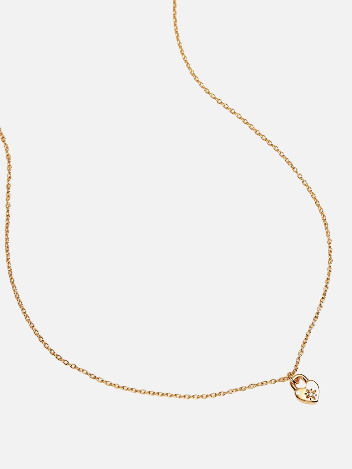 By Charlotte | 18k Gold Vermeil Crystal Lotus Heart Padlock Necklace | Perlu