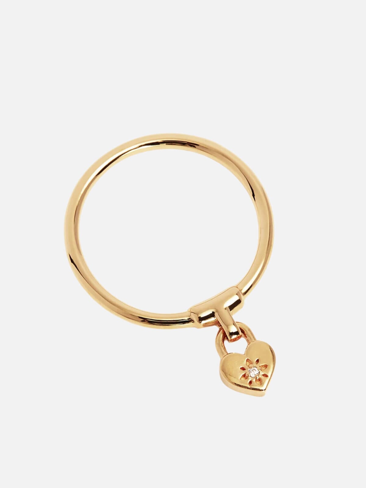 18k Gold Vermeil Crystal Lotus Heart Padlock Ring Rings By Charlotte 