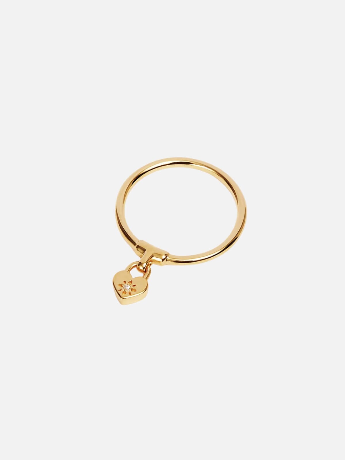 By Charlotte | 18k Gold Vermeil Crystal Lotus Heart Padlock Ring | Perlu