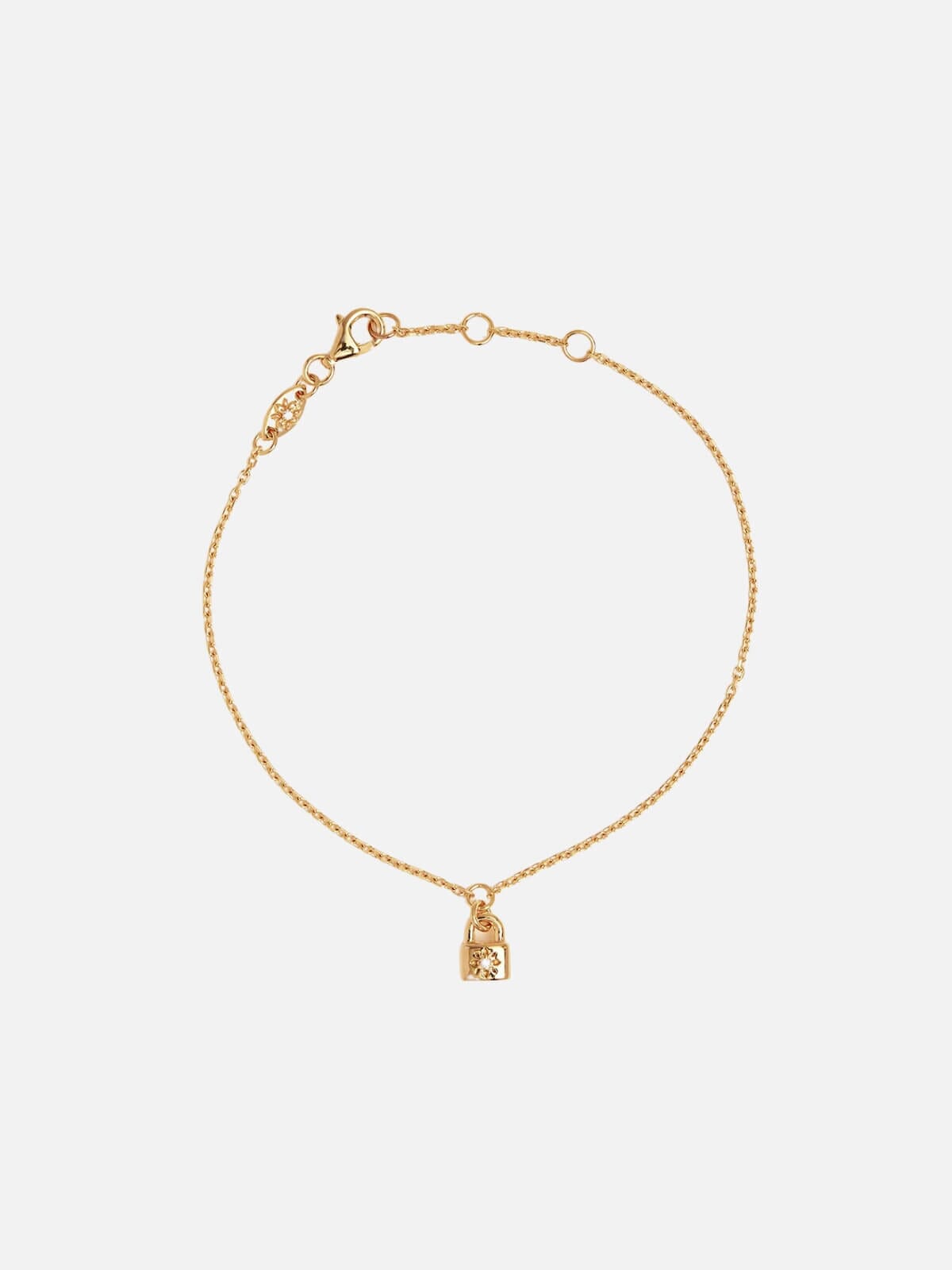 By Charlotte | 18k Gold Vermeil Crystal Lotus Padlock Bracelet | Perlu