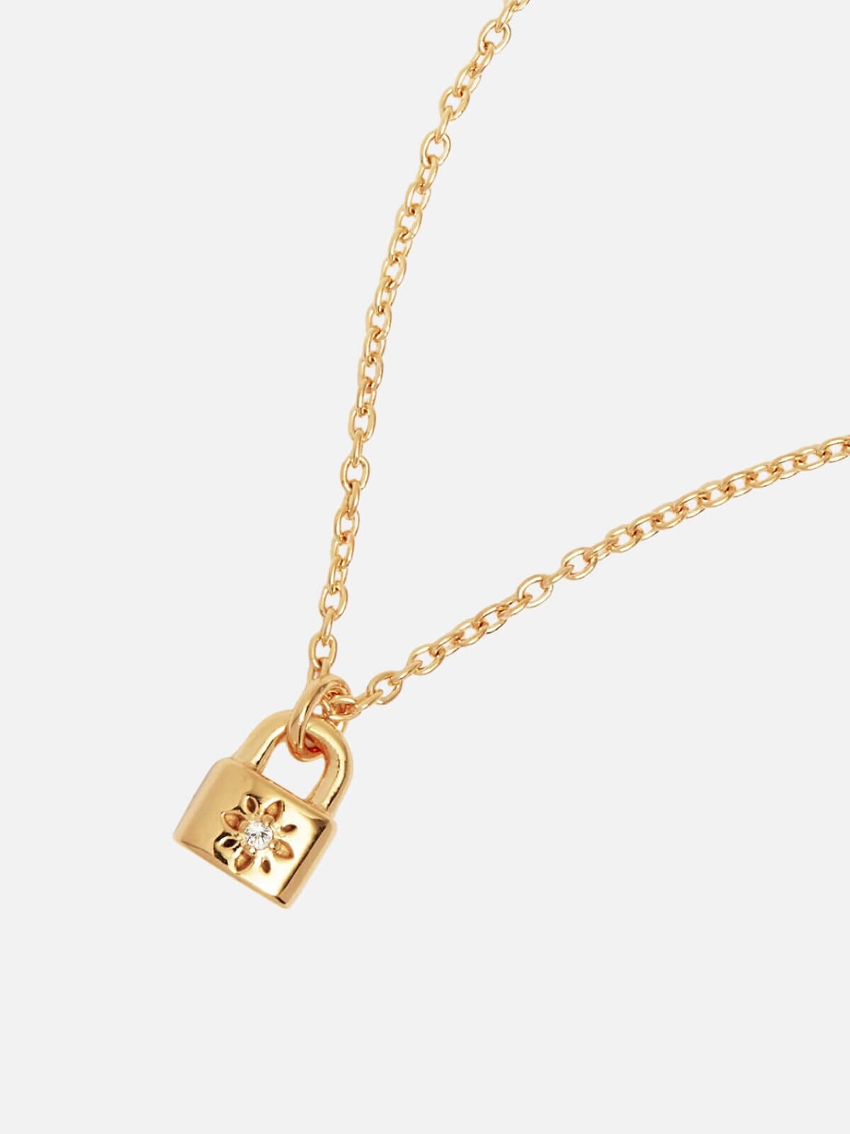 By Charlotte | 18k Gold Vermeil Crystal Lotus Padlock Necklace | Perlu