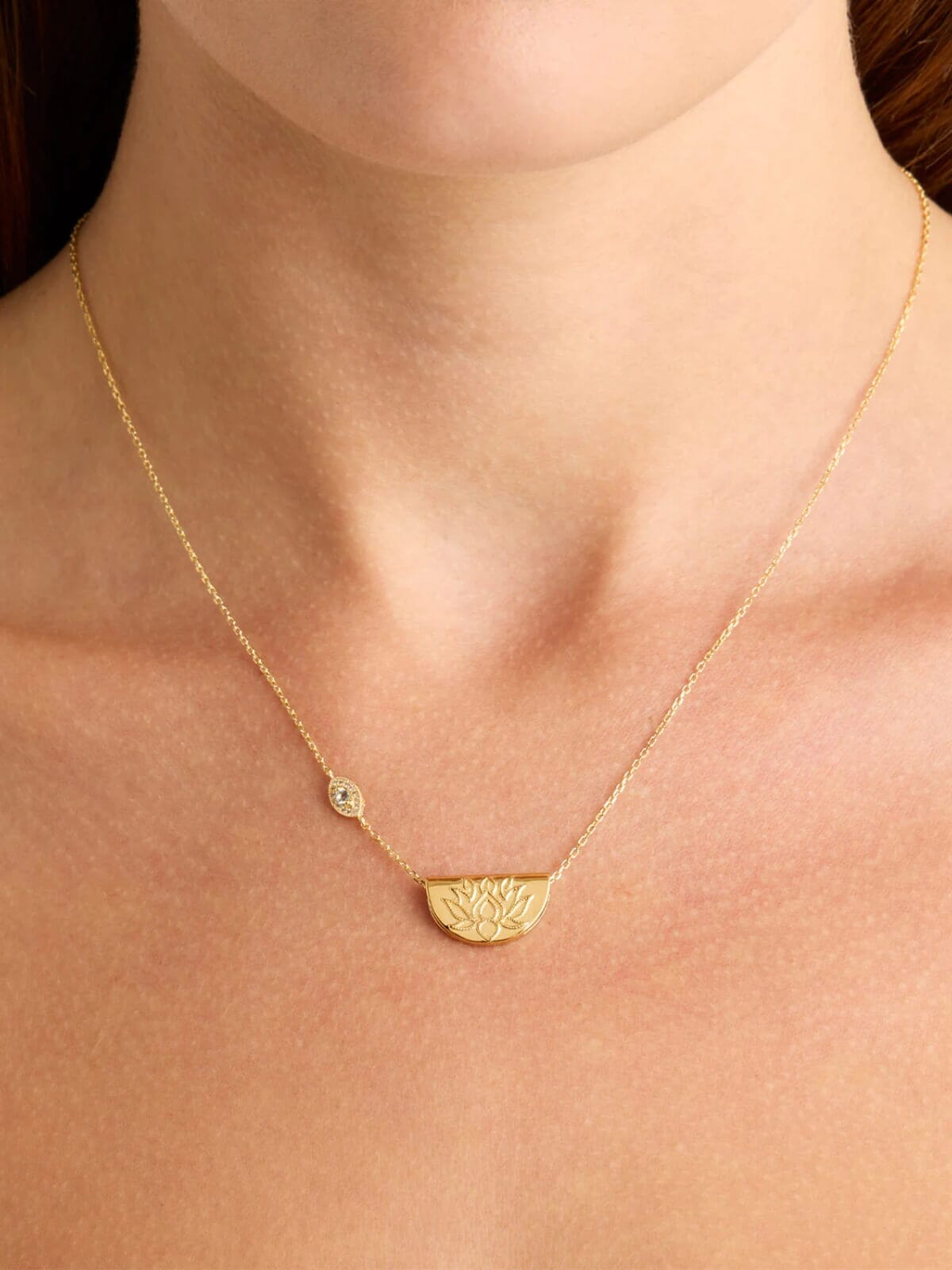 By Charlotte | 18k Gold Vermeil Eye of Peace Lotus Necklace | Perlu