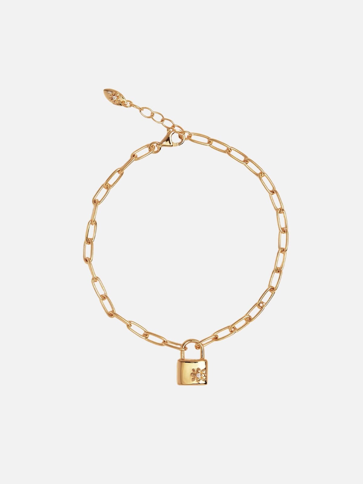 By Charlotte | 18k Gold Vermeil Promise of Us Lotus Padlock Bracelet | Perlu