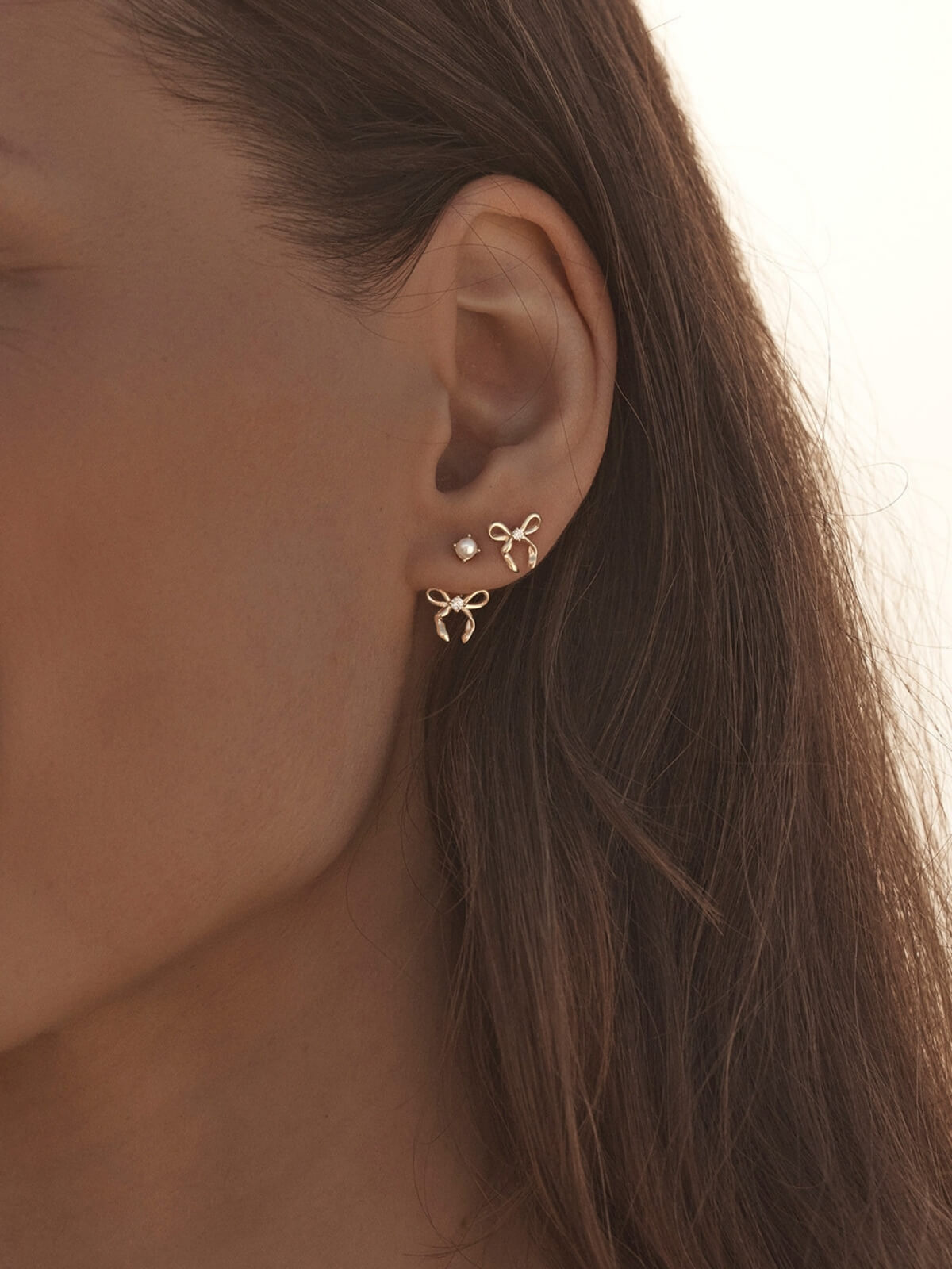 Forever More Bow Stud Earrings - 18k Gold