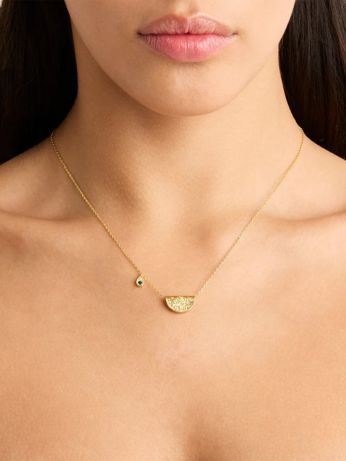 Lotus Birthstone Necklace - December | Blue Topaz - Gold Necklaces By Charlotte 