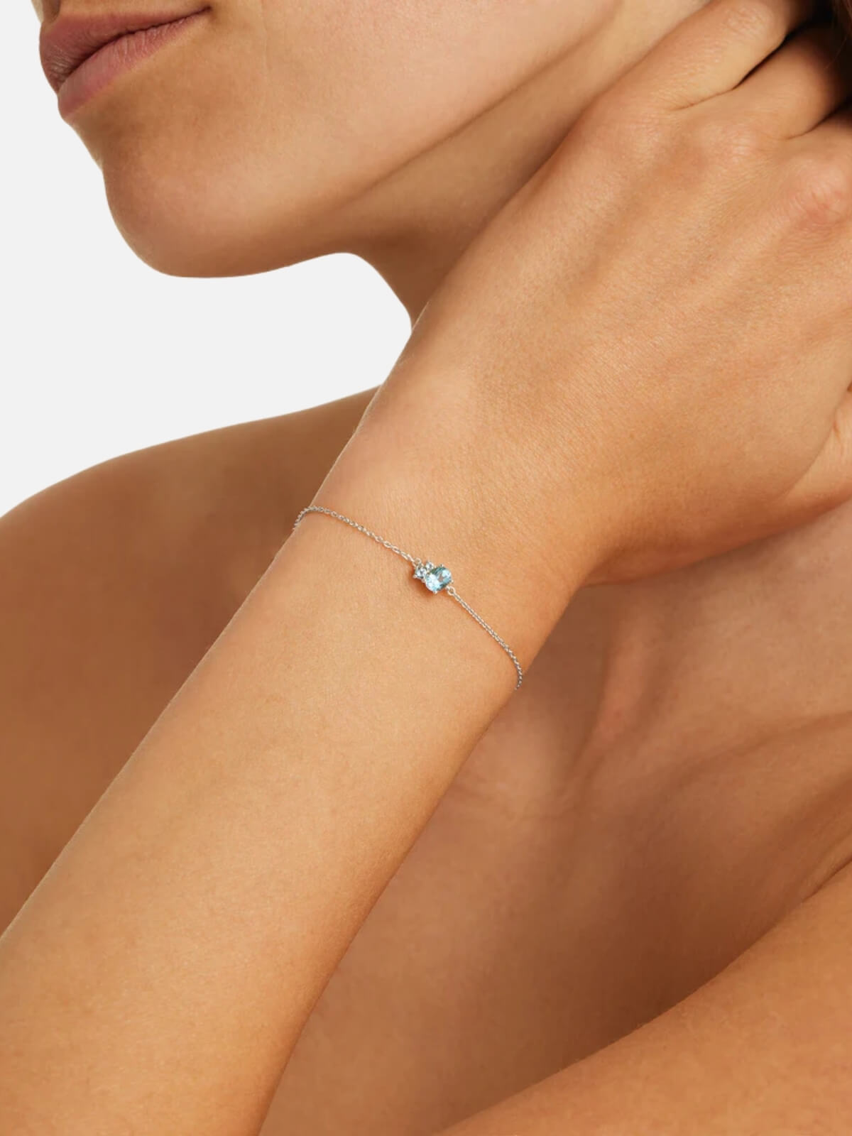 Sterling Silver Kindred Birthstone Bracelet - March