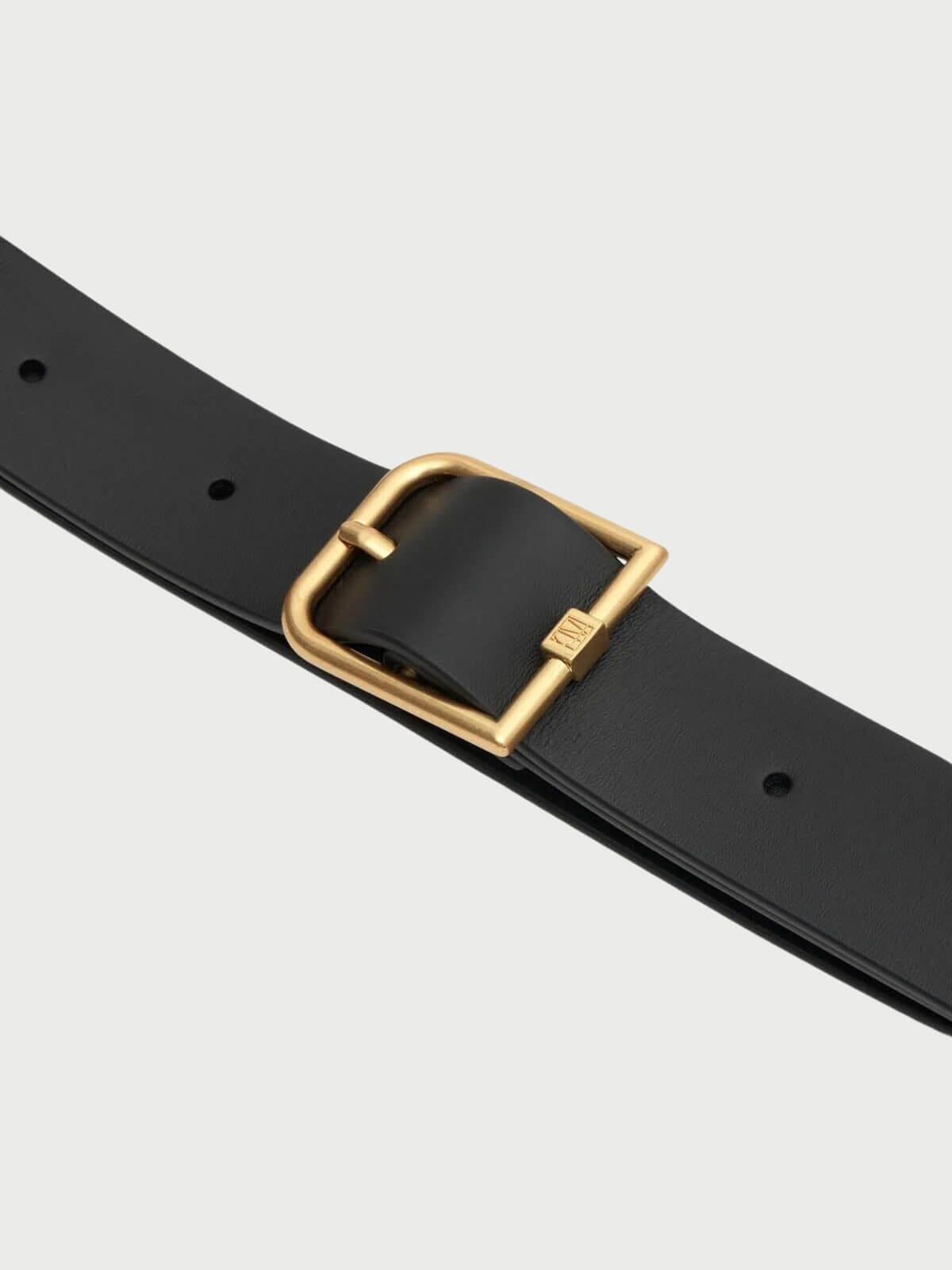 Camilla and Marc | Addison Leather Belt - Black with Gold | Perlu