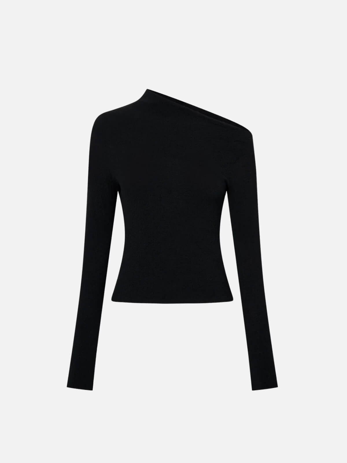 Cali Textured Long Sleeve Top - Black Tops Camilla and Marc 