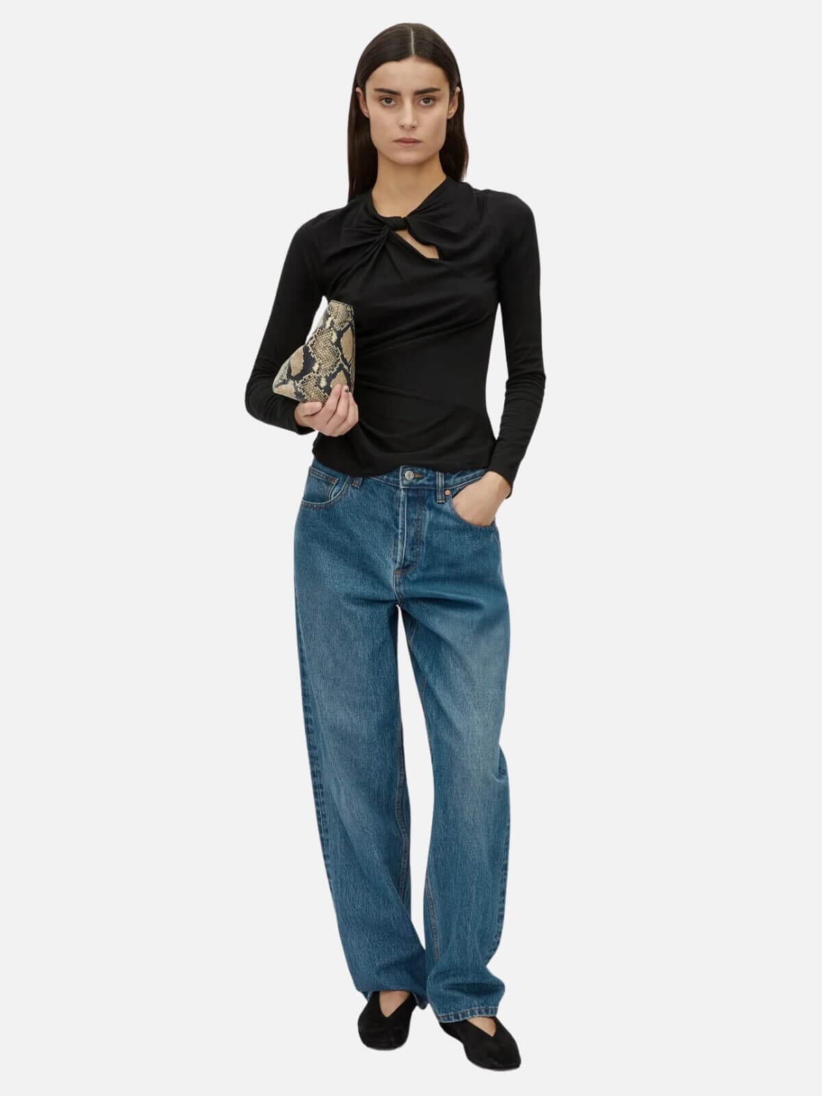 Camilla and Marc | Felton Knot Long Sleeve Tee - Black | Perlu