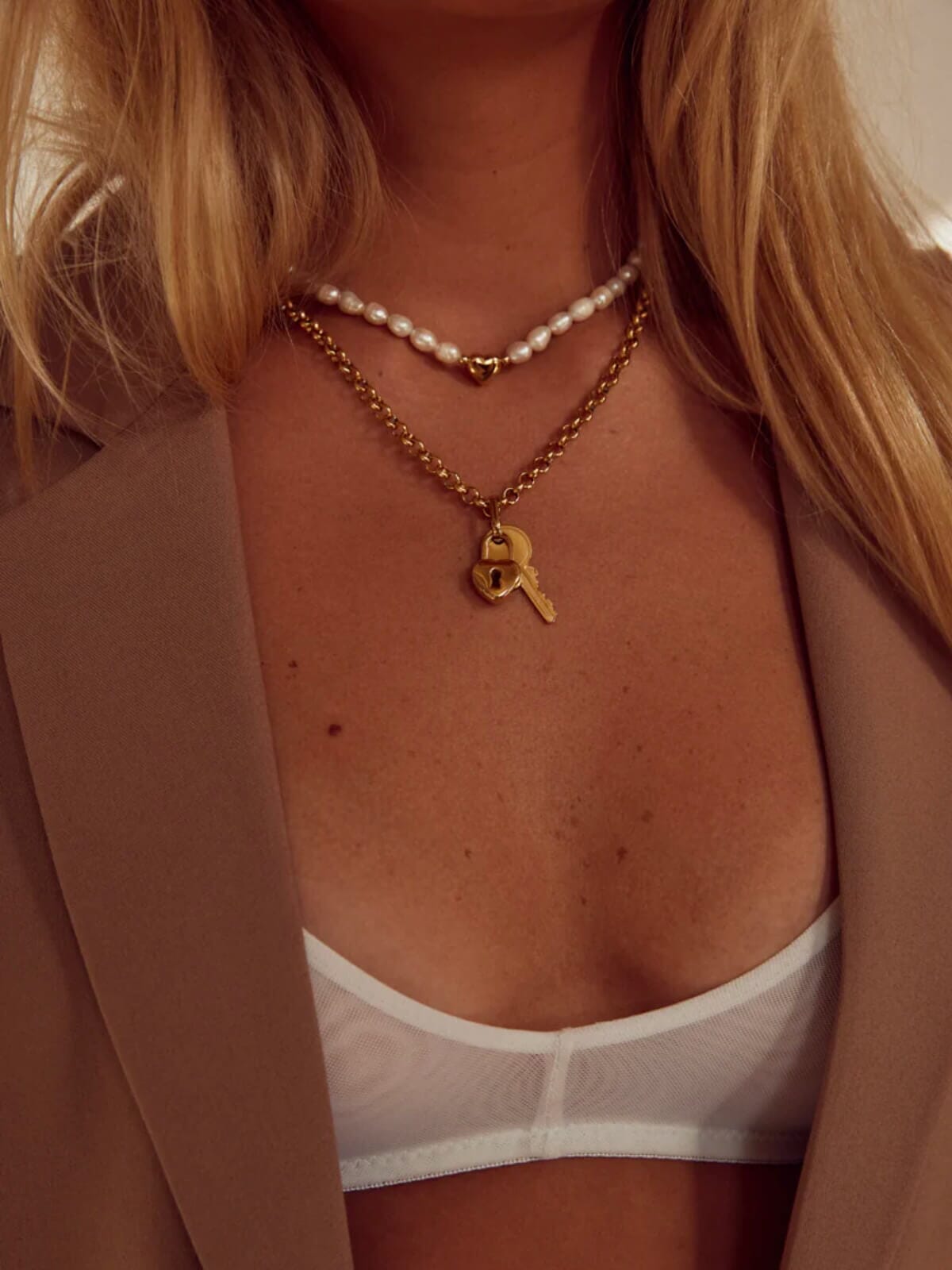 Cendre | Lock and Key Necklace - Gold | Perlu