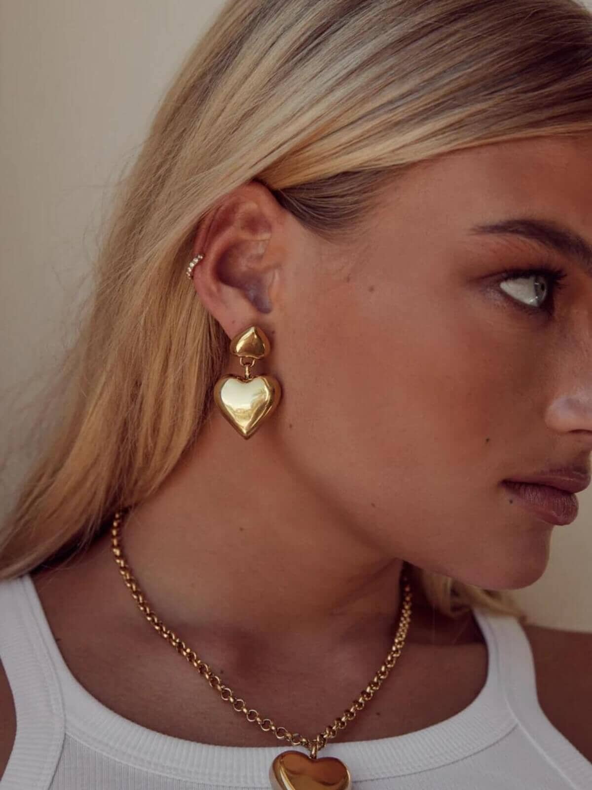 Cendre | Romee Heart Earrings - Gold | Perlu
