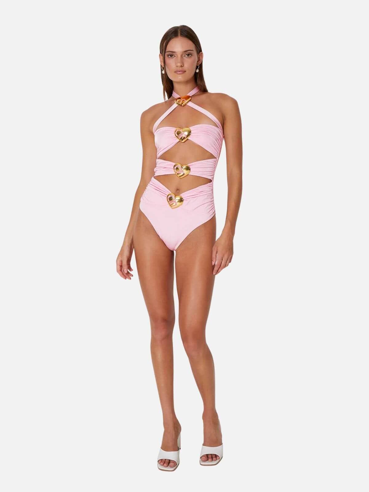 Cin Cin | Diamond Heart Cut Out Swimsuit | Ballet Pink | Perlu