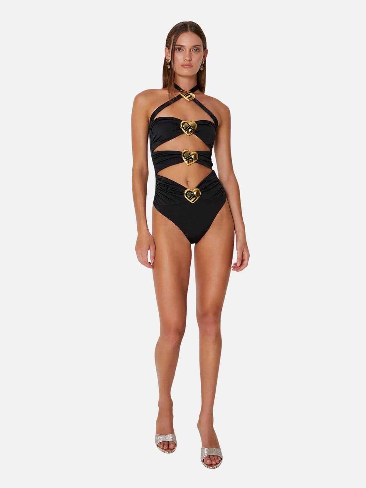 Cin Cin | Diamond Heart Cut Out Swimsuit - Black | Perlu