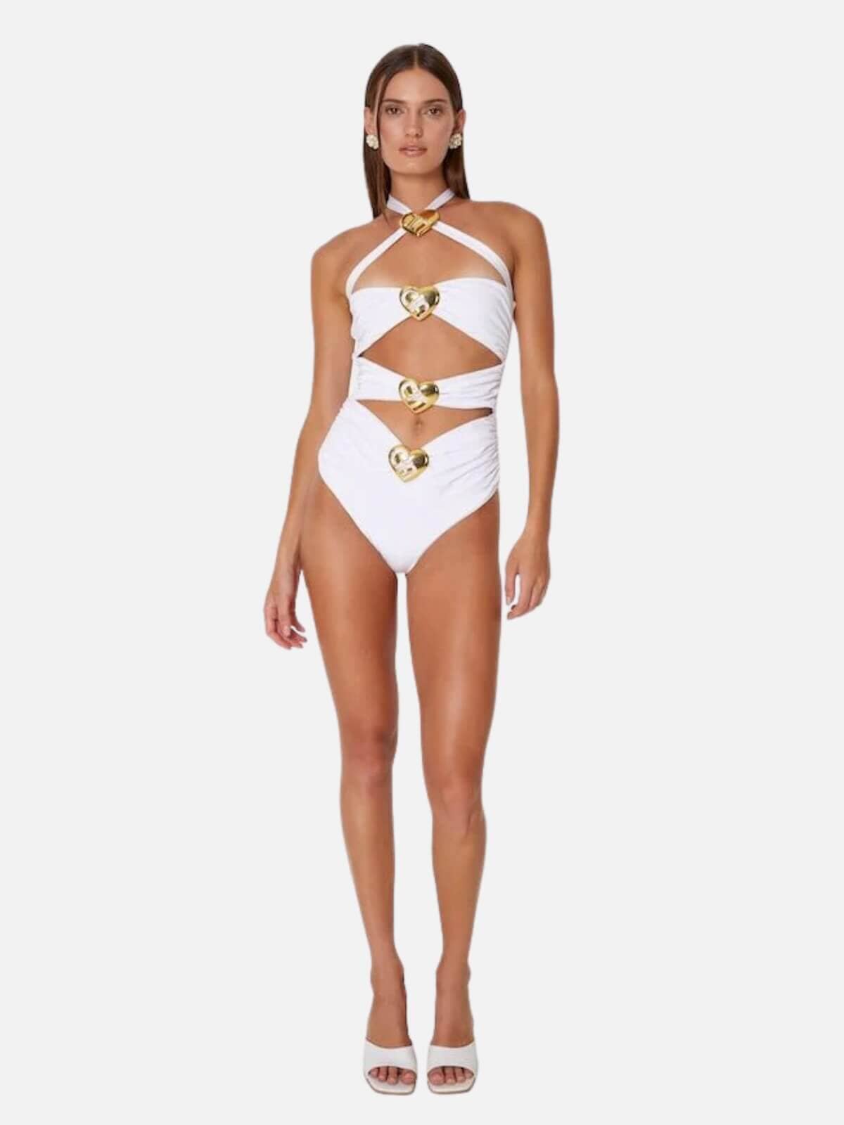 Diamond Heart Cut Out Swimsuit - Pearl Swimwear Cin Cin 